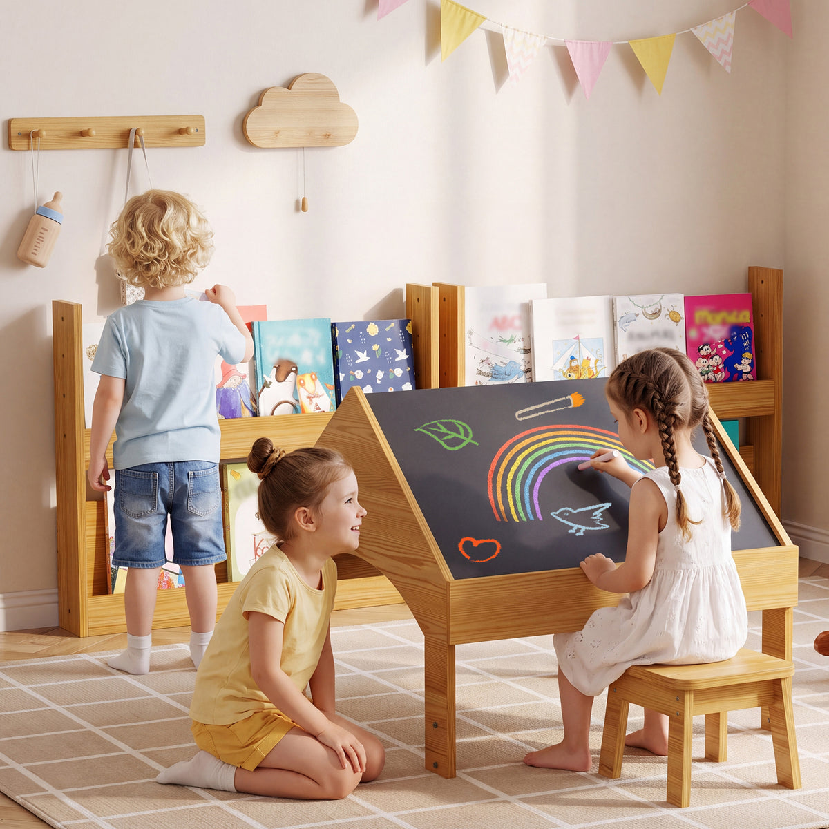 Advwin Montessori Adjustable Wooden Playhouse