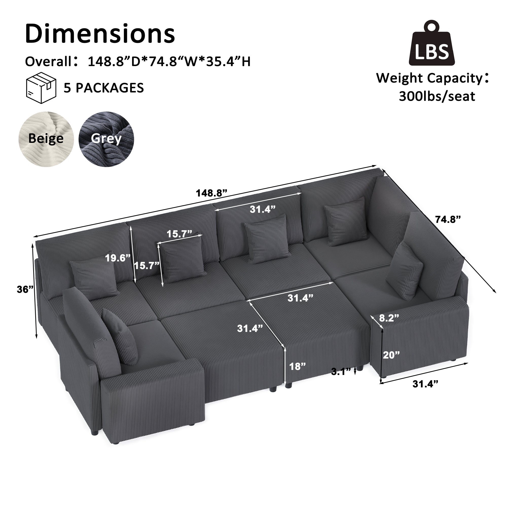 Advwin Luxury Oversized Minimalist Cloud Couch