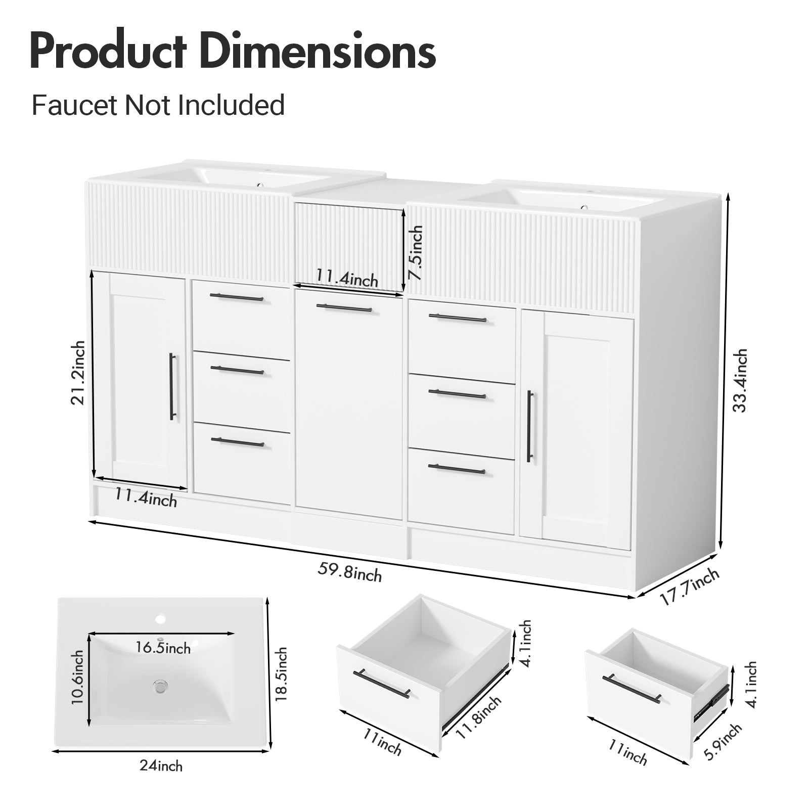 Advwin Freestanding Modern Bathroom Vanity w/ Sink