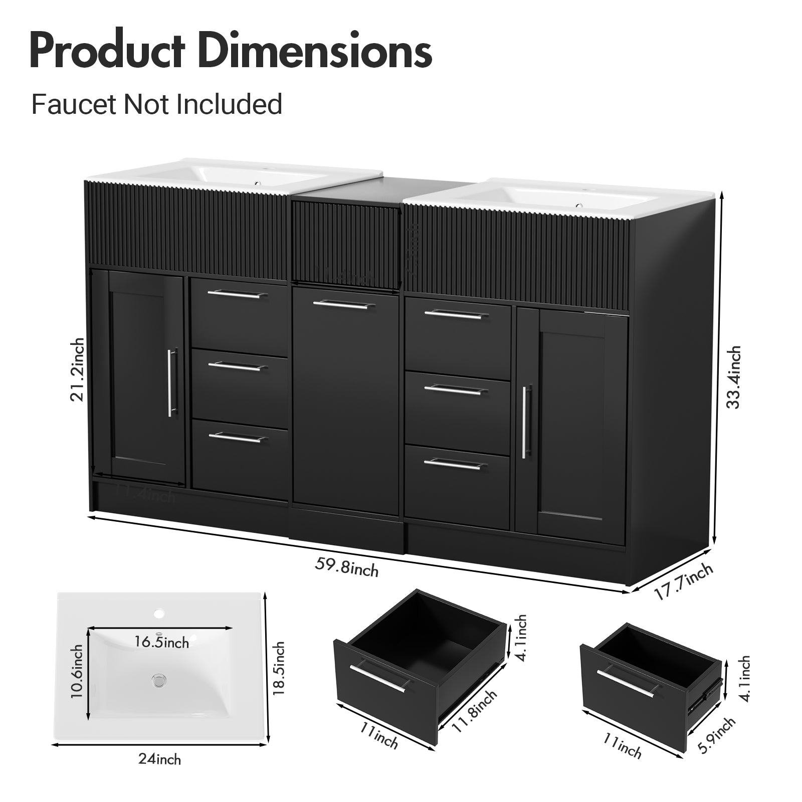 Advwin Freestanding Modern Bathroom Vanity w/ Sink