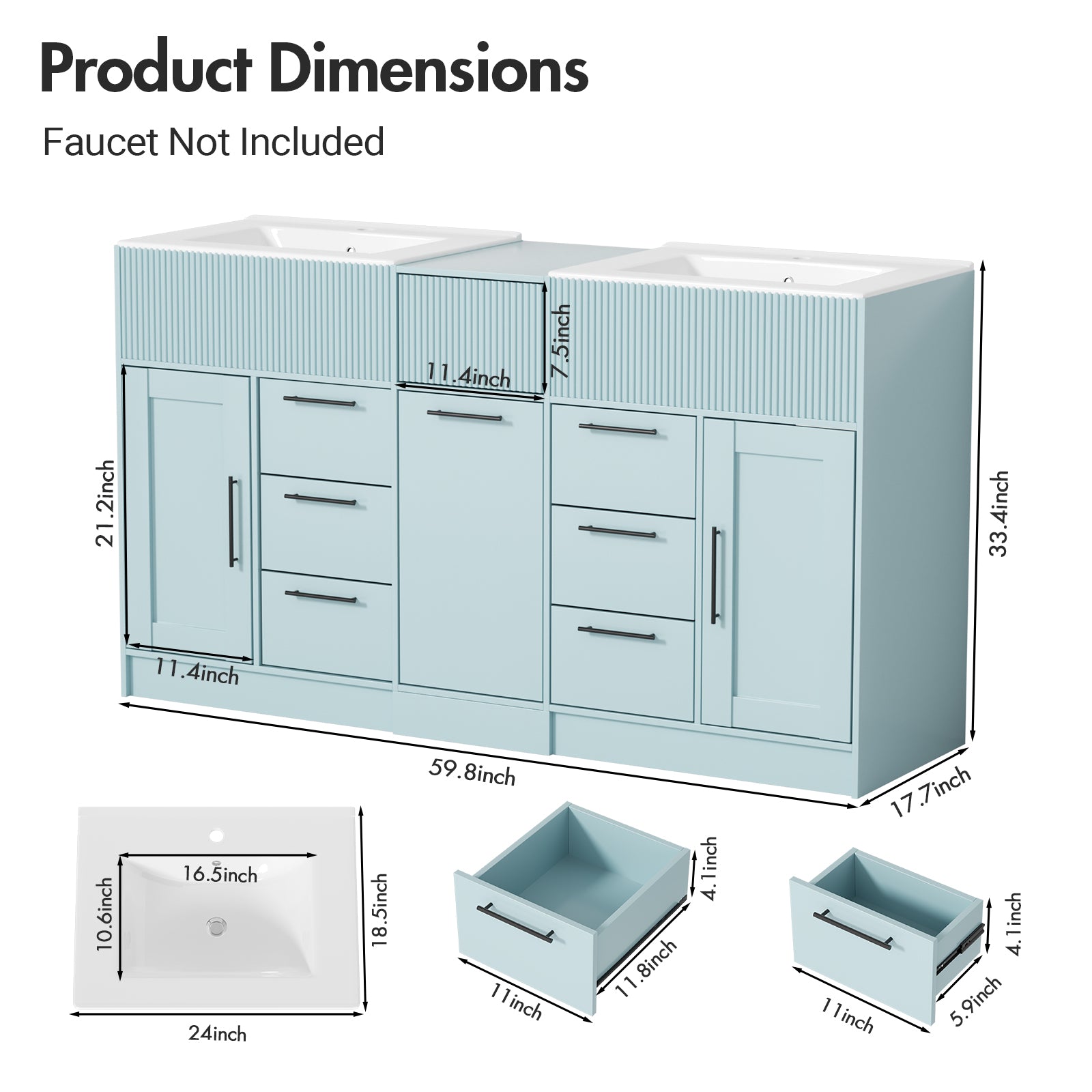Advwin Freestanding Modern Bathroom Vanity w/ Sink