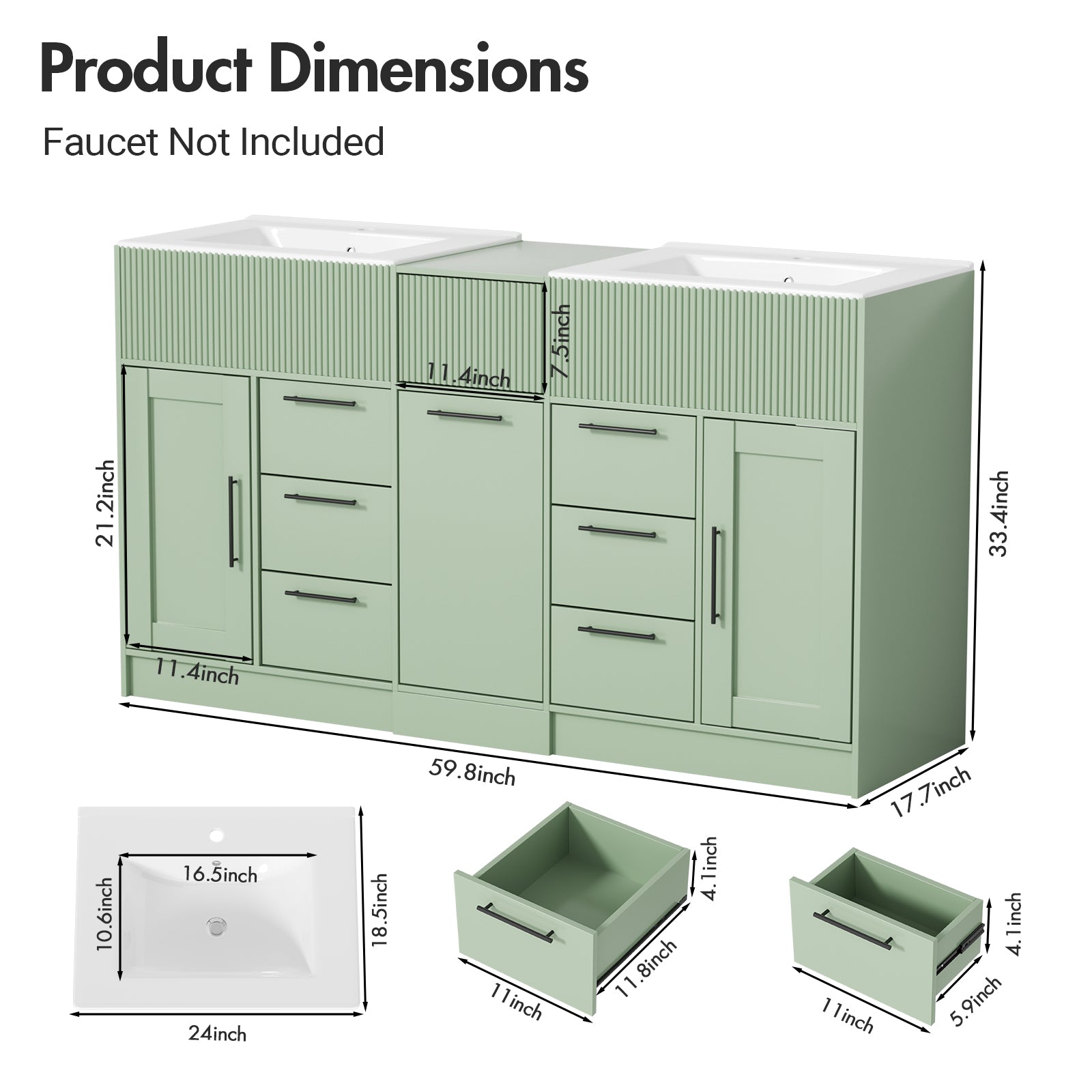 Advwin Freestanding Modern Bathroom Vanity w/ Sink