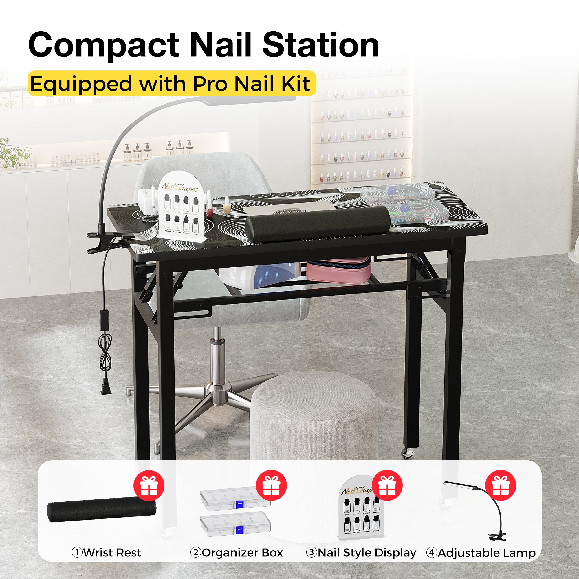 Advwin Nail Table w/ Dust Collector Portable