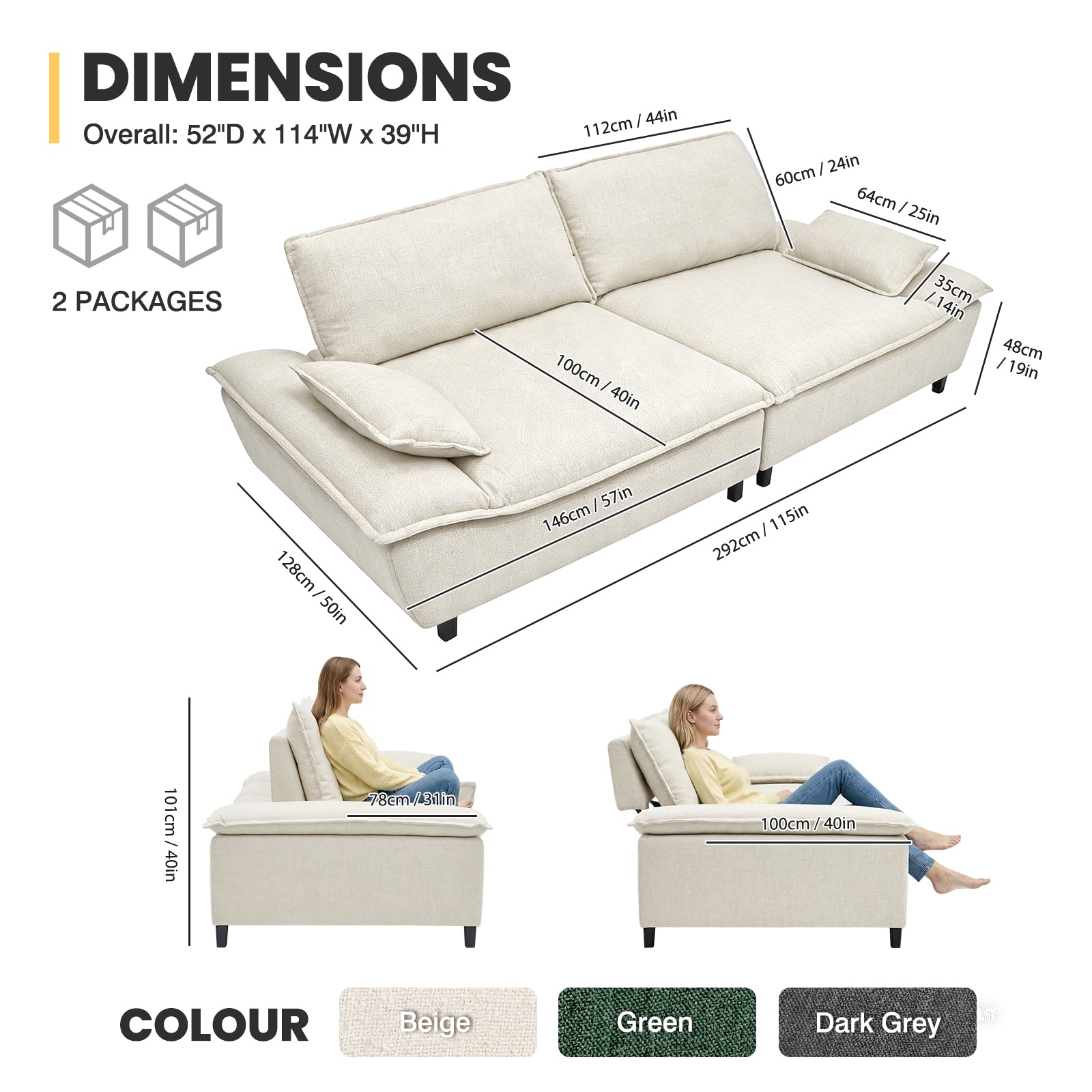 Advwin 114” Oversized Sailboat Cloud Couch