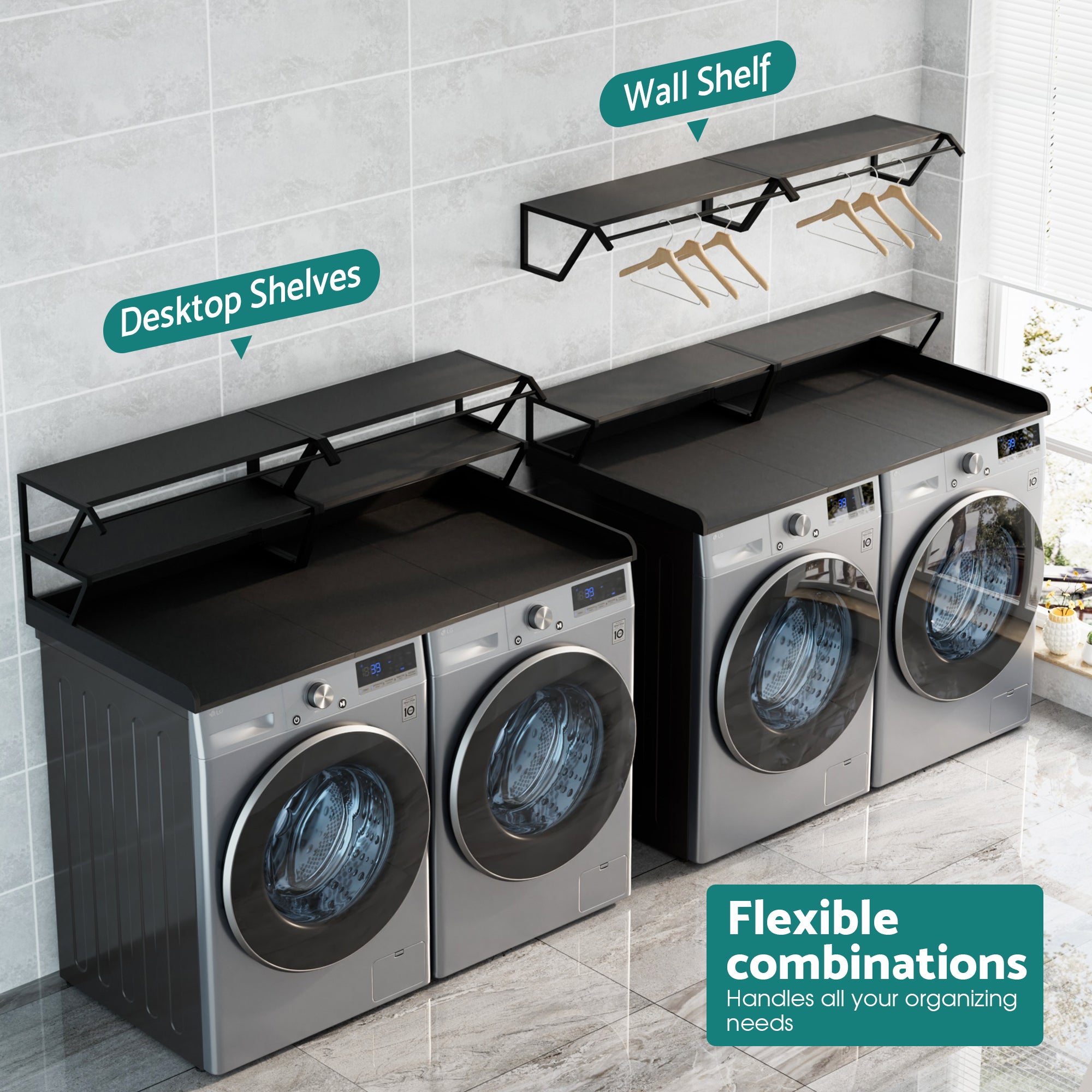 Advwin Washer Dryer Countertop with Hanging Rod