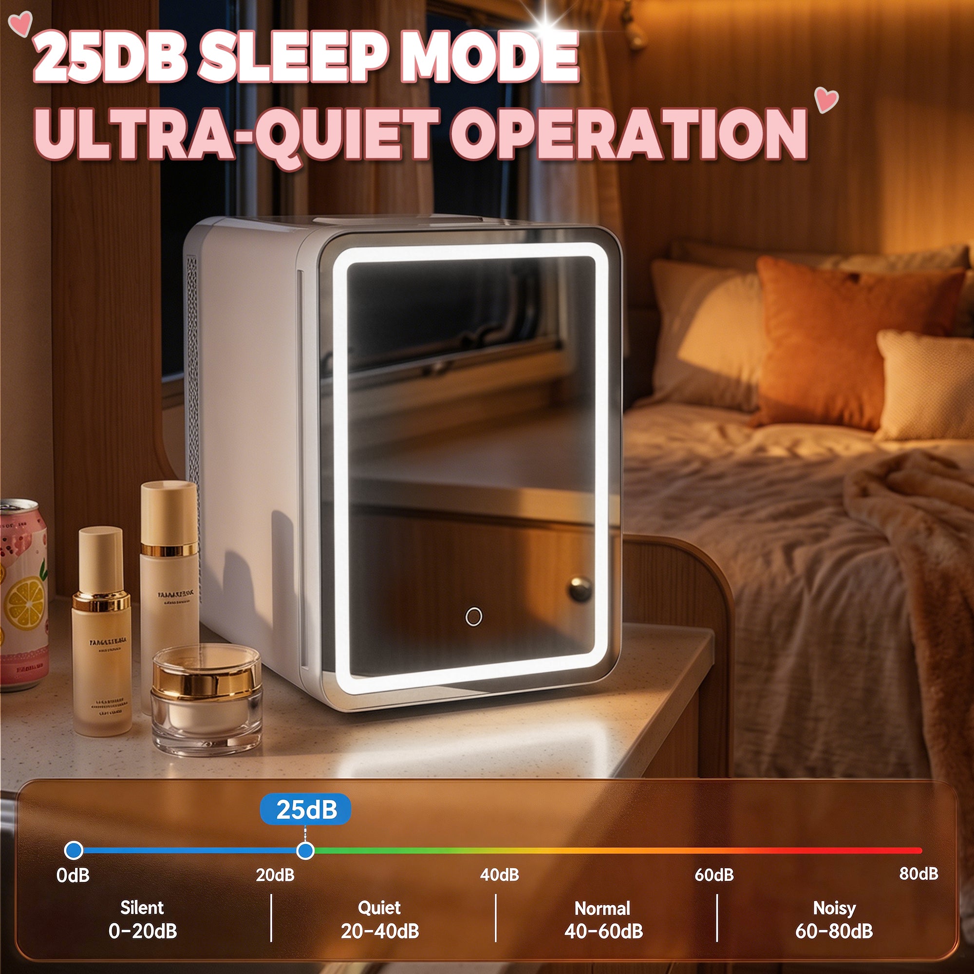 Advwin 16L Mini Skincare Fridge with Mirror & LED Lighting