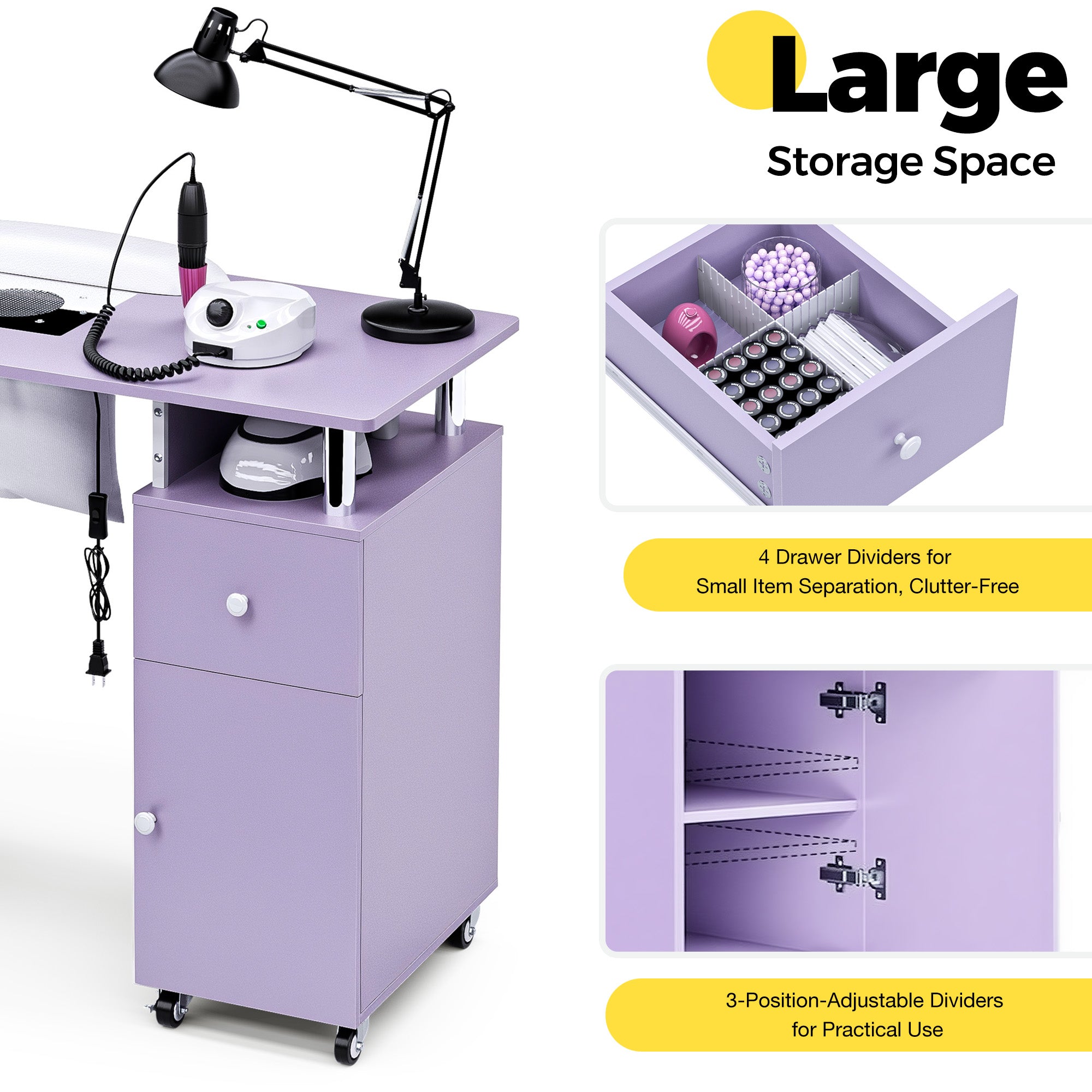 Advwin Nail Table w/ Dust Collector & Wrist Rest