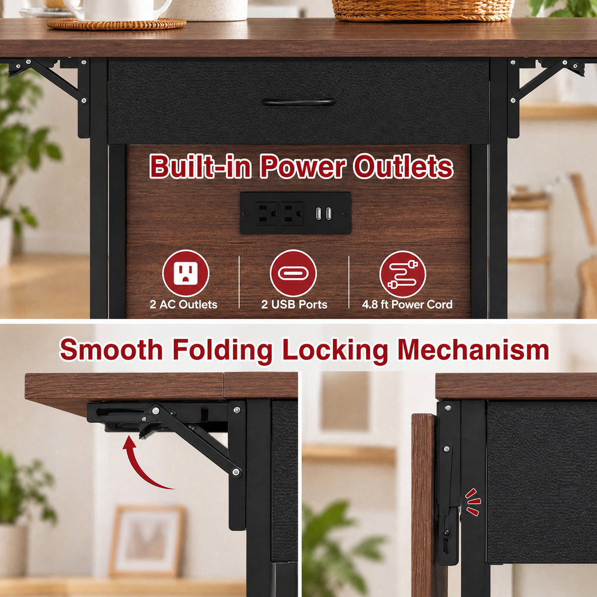 Advwin Foldable Heat Press Table w/ Built-in Power Outlet