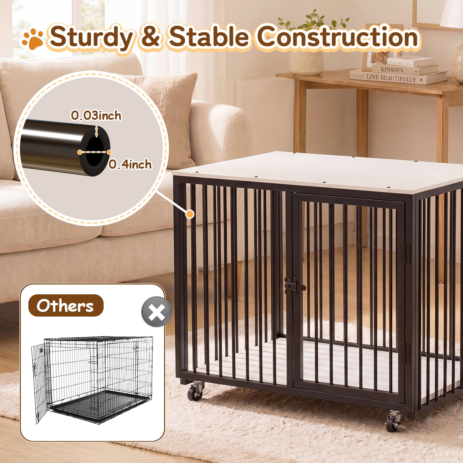 Advwin 37" Loft-Style Dog Crate with Storage Shelves
