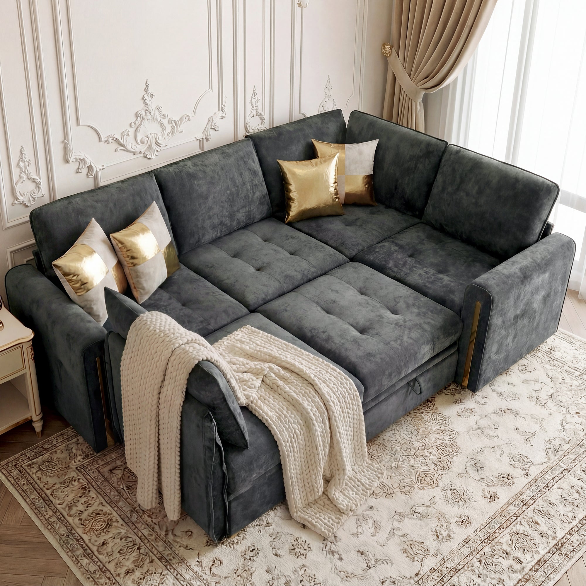 Advwin Oversized Modular Chenille Sofa with Storage