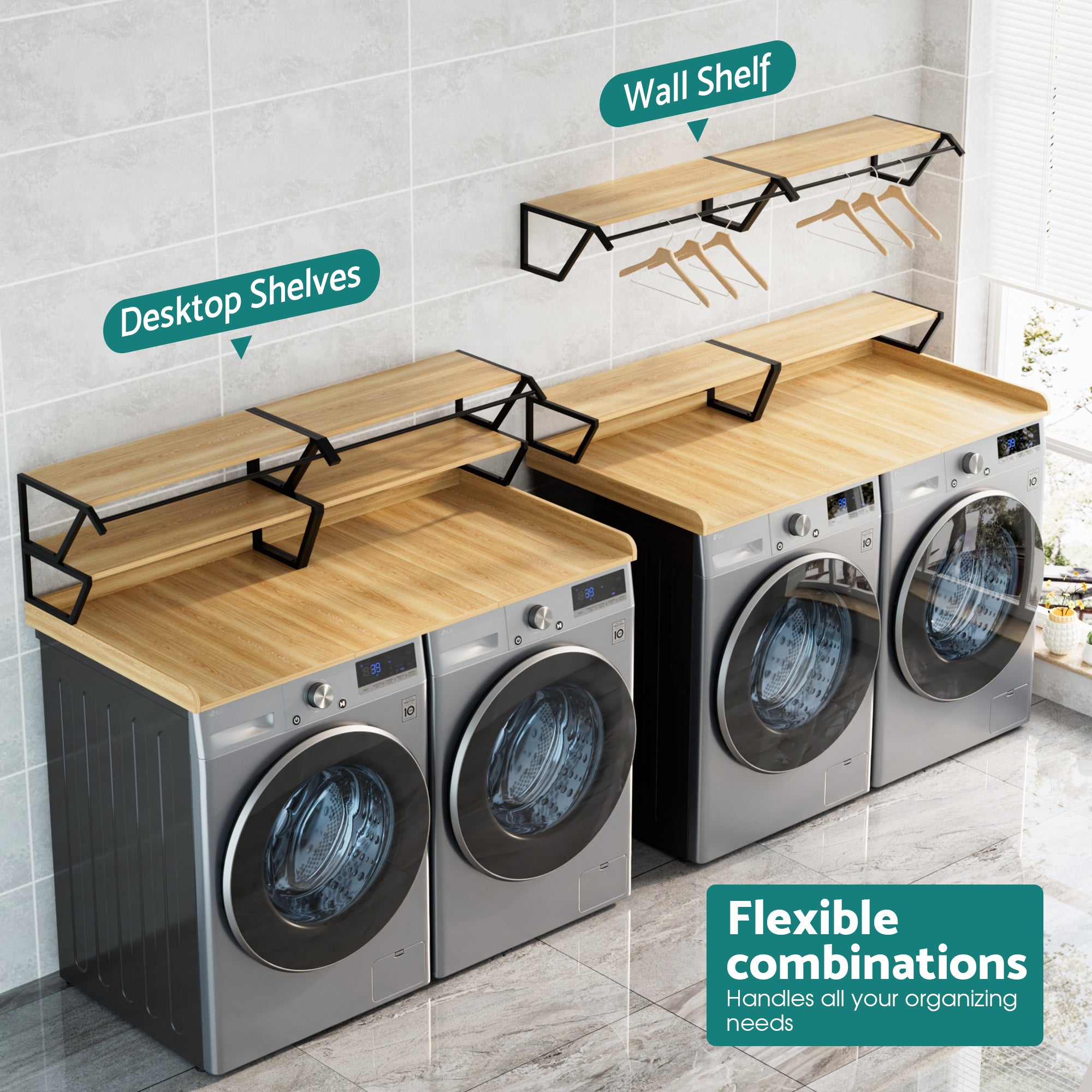 Advwin Washer Dryer Countertop with Hanging Rod