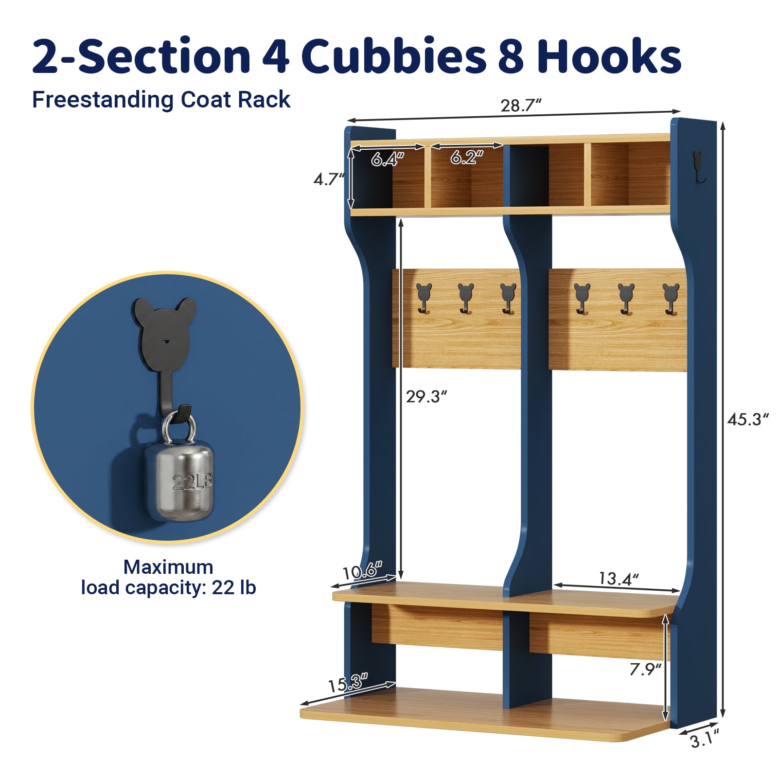 Advwin 2-Section Coat Locker with Bench