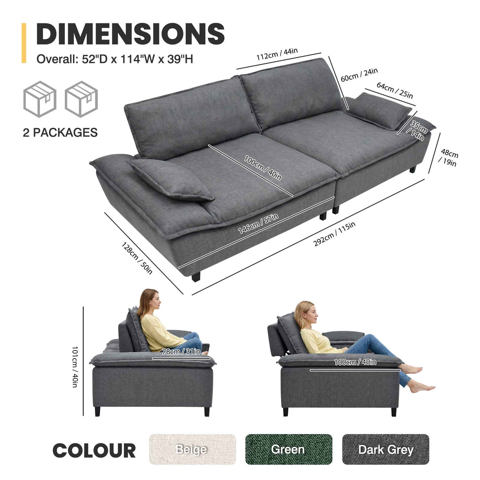 Advwin 114” Oversized Sailboat Cloud Couch