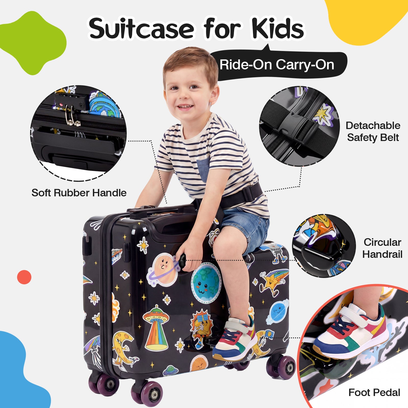 Advwin 20" Cute Pattern Ride-On Suitcase