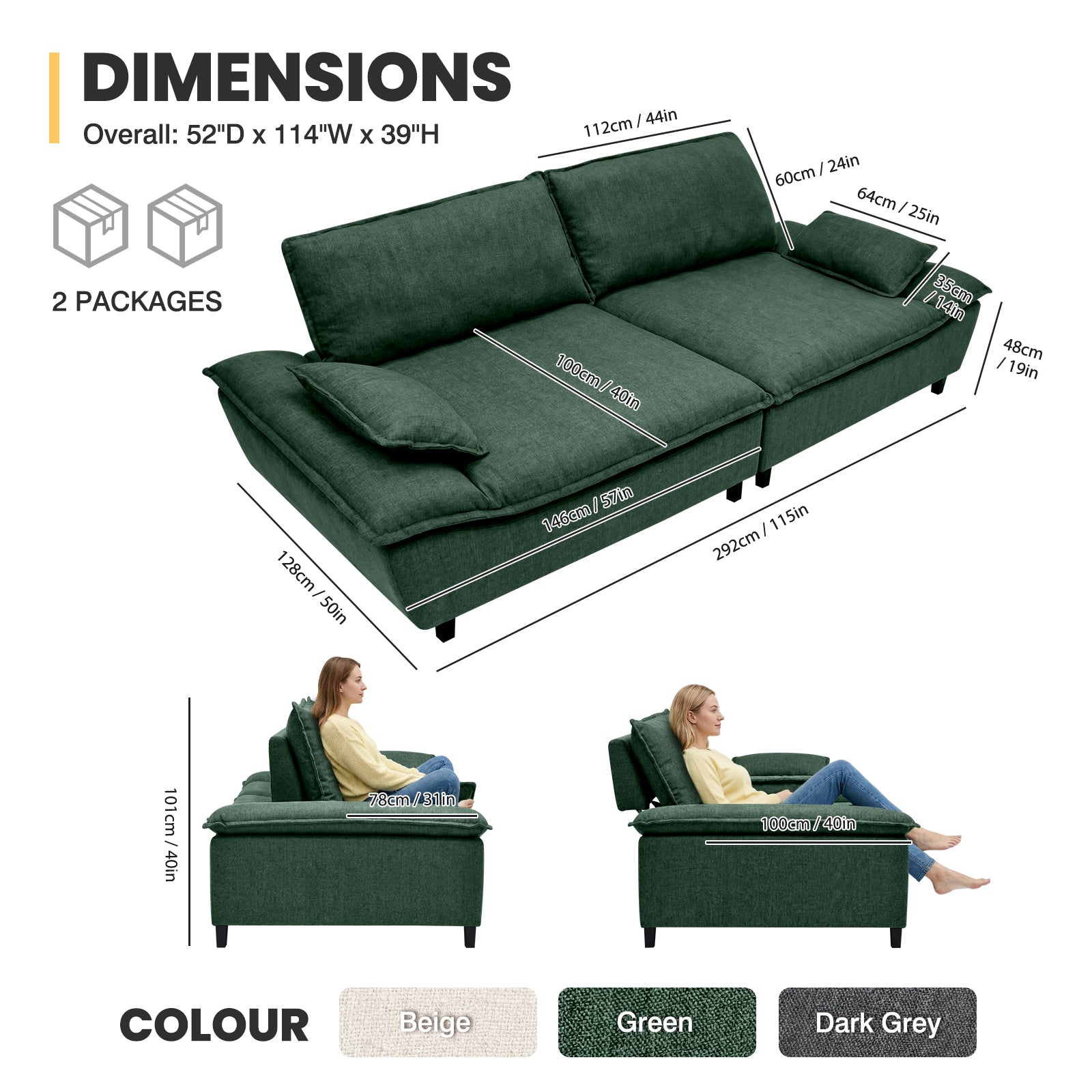 Advwin 114” Oversized Sailboat Cloud Couch