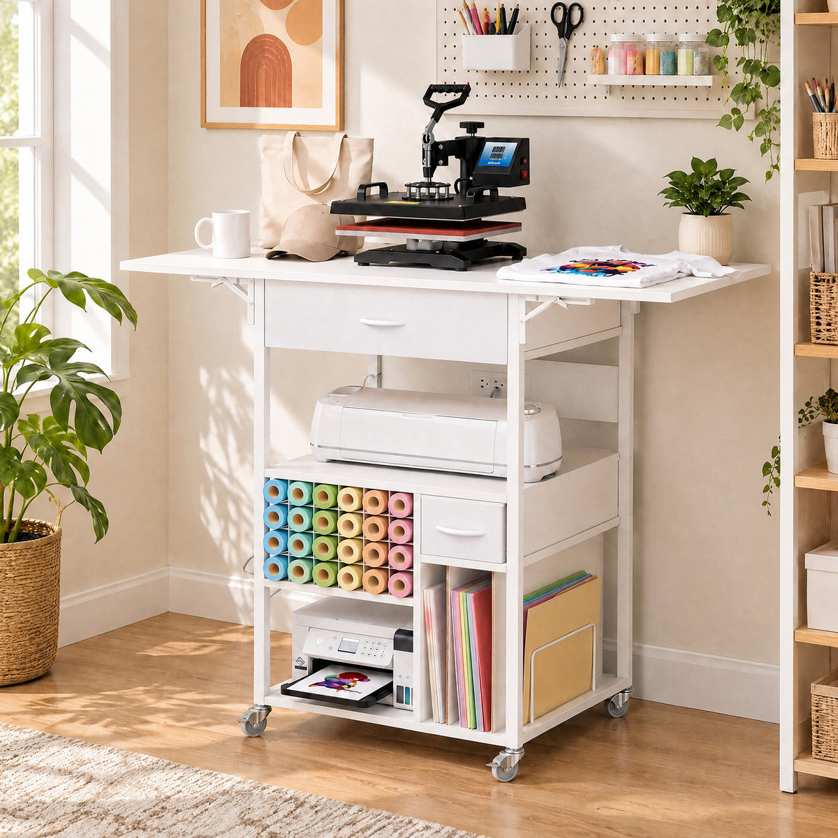 Advwin Foldable Heat Press Table w/ Built-in Power Outlet