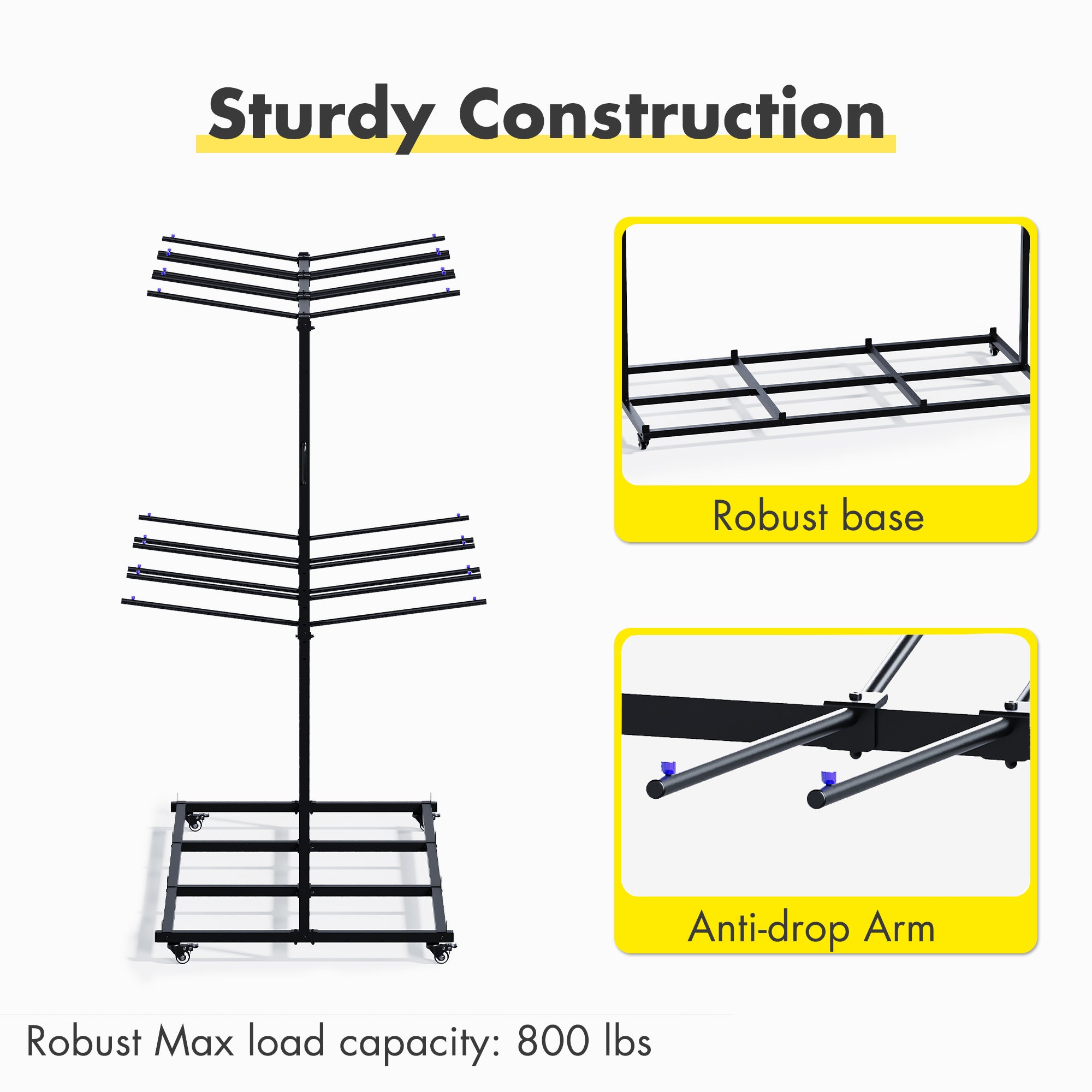Advwin Folding Chair Rack with Lockable Wheels