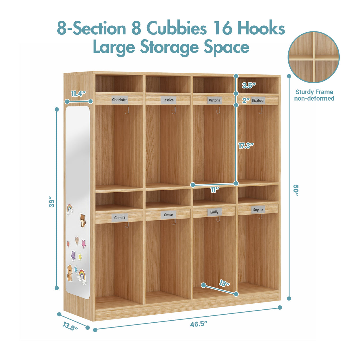 Advwin 8-Section Classroom Coat Locker w/ 8 Cubbies