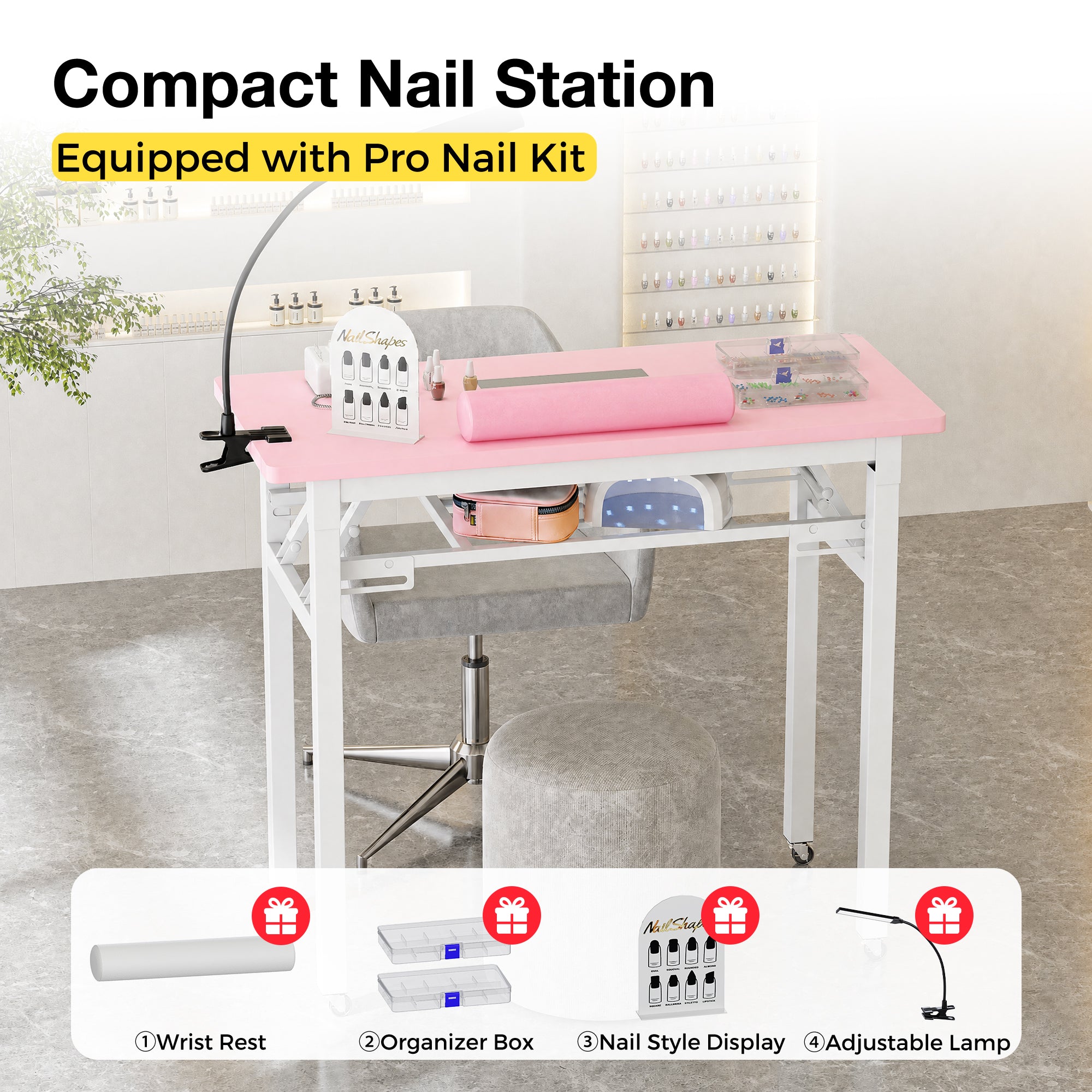 Advwin Nail Table w/ Dust Collector Portable