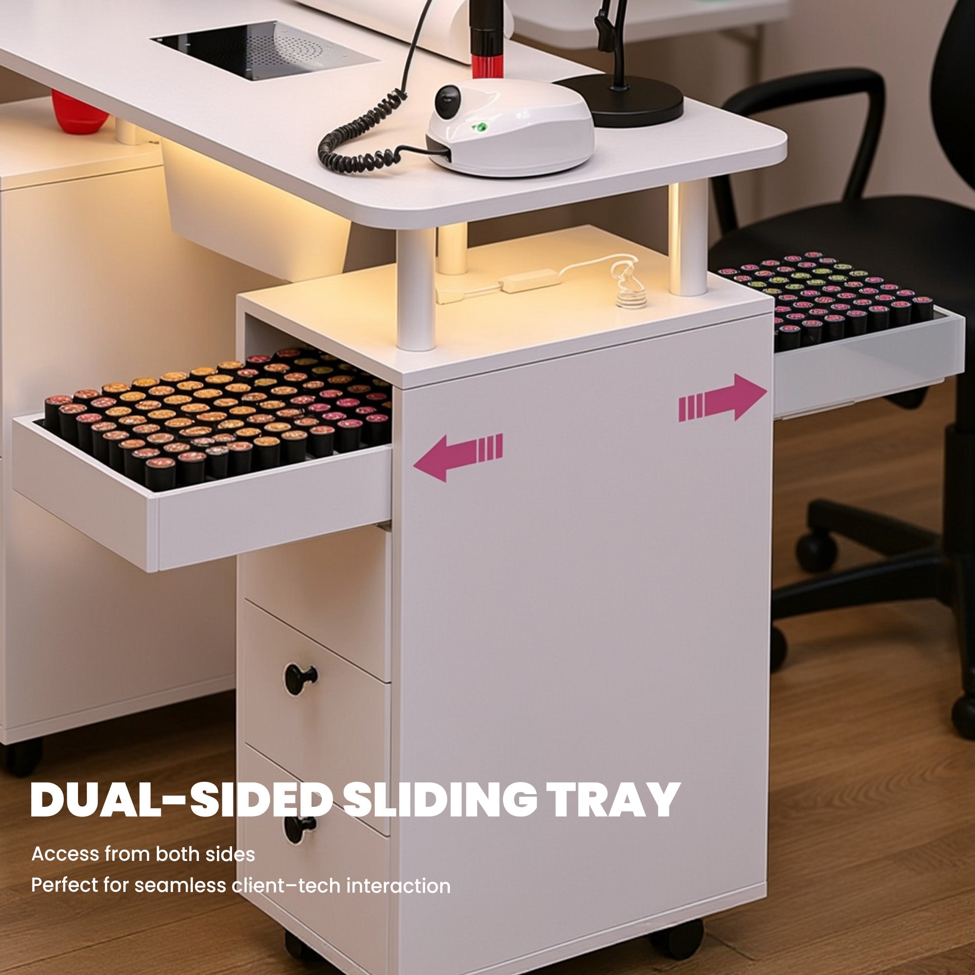 Advwin Nail Table w/ Dust Collector & Lockable Wheels