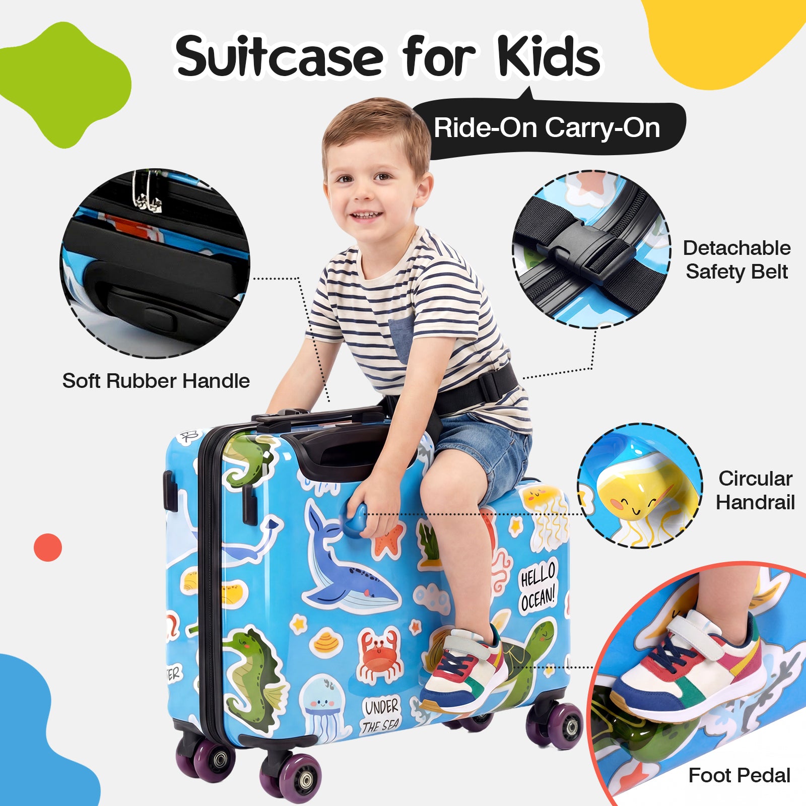 Advwin 20" Cute Pattern Ride-On Suitcase