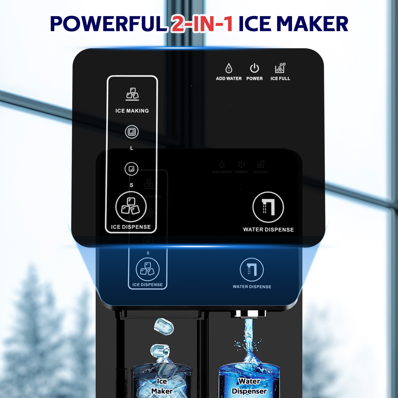 Advwin 2-in-1 Nugget  Ice Maker w/ Water Dispenser