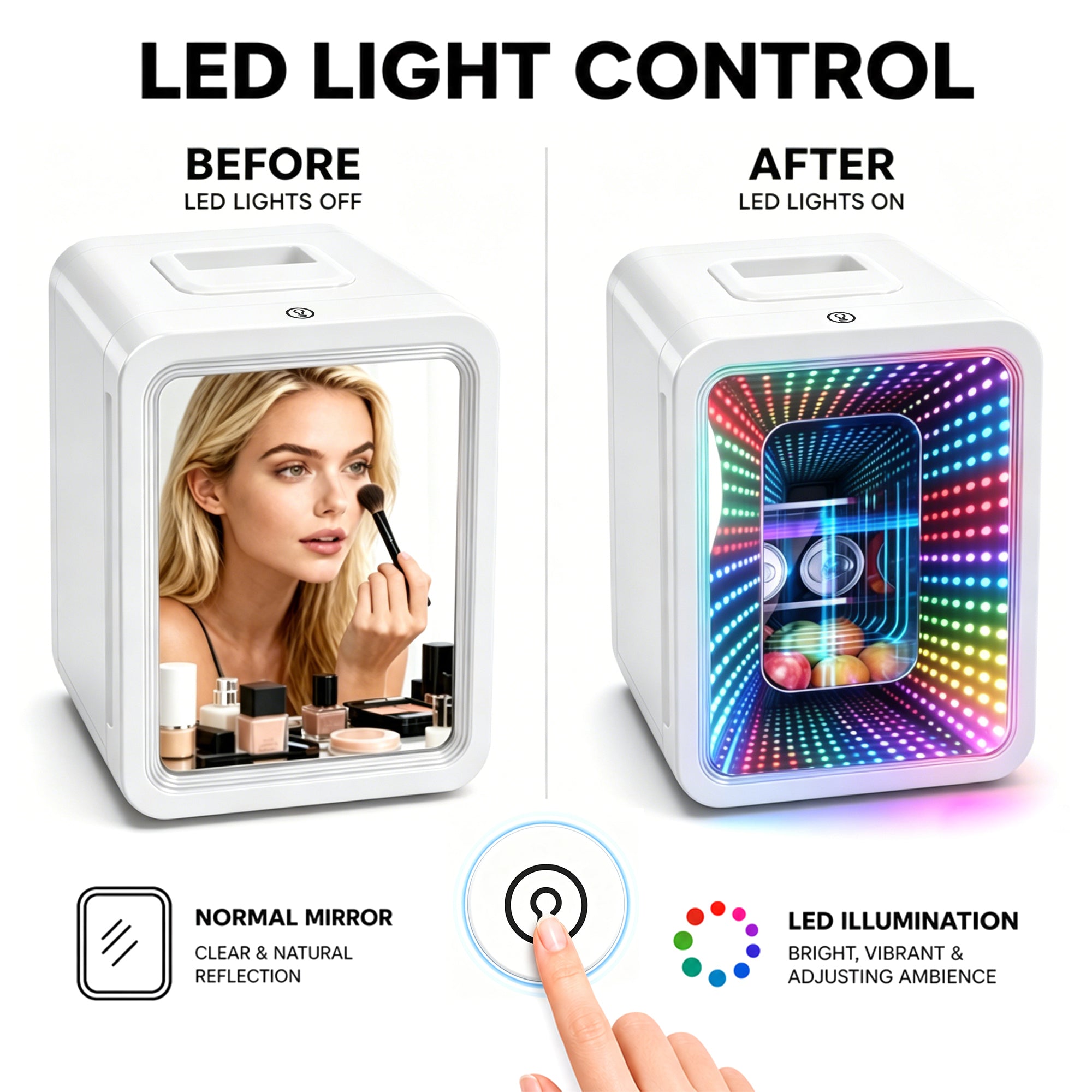 Advwin Mini Fridge with Dimmable Gaming Light