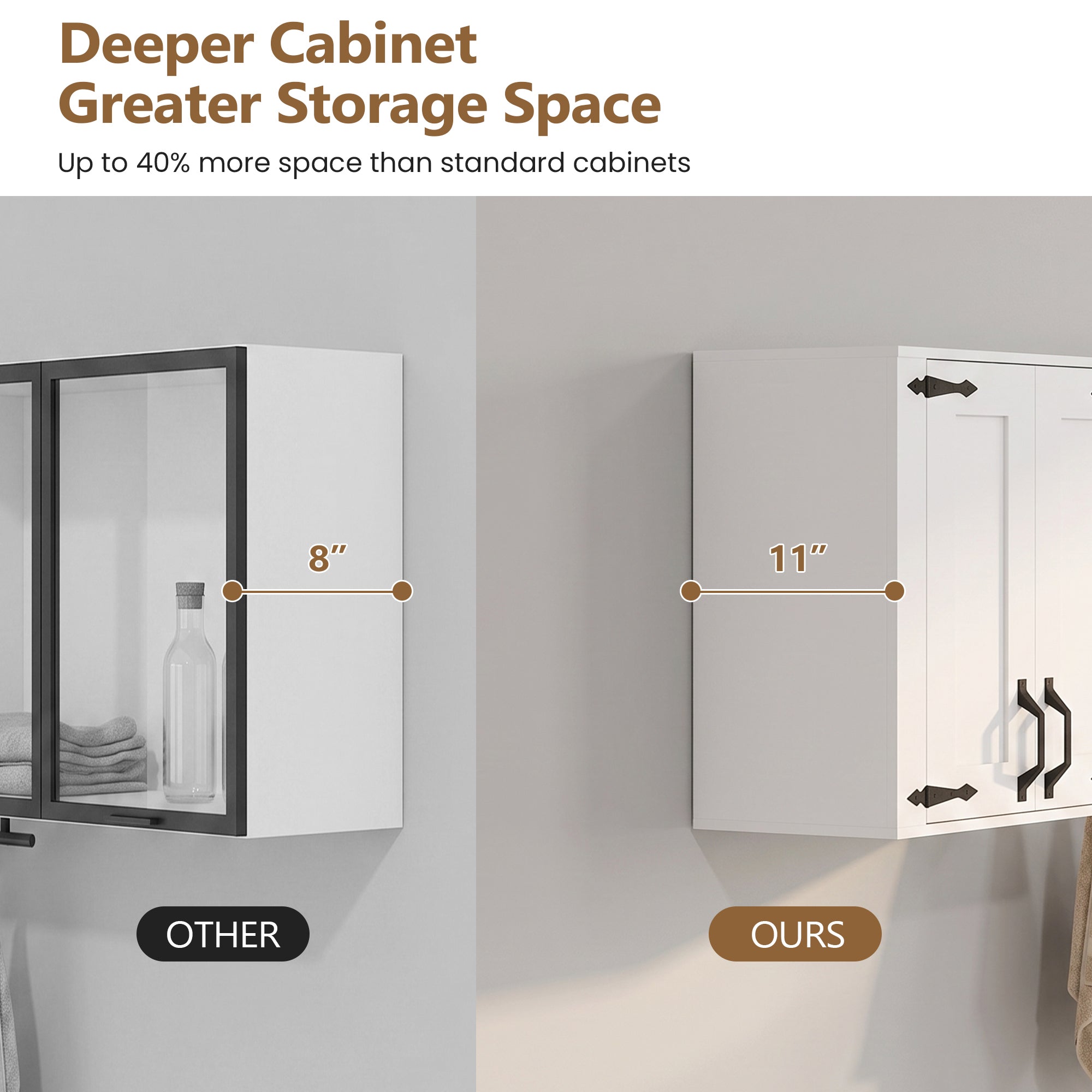 Advwin Laundry Room Farmhouse Wall Cabinet Set