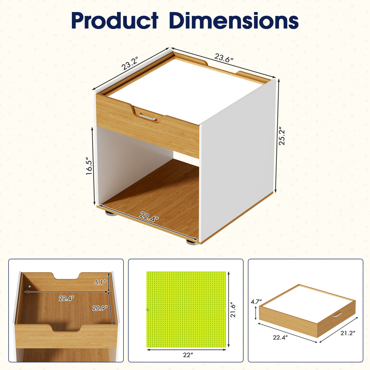 Advwin 4-in-1 Light Table for Kids with Reversible Tabletop