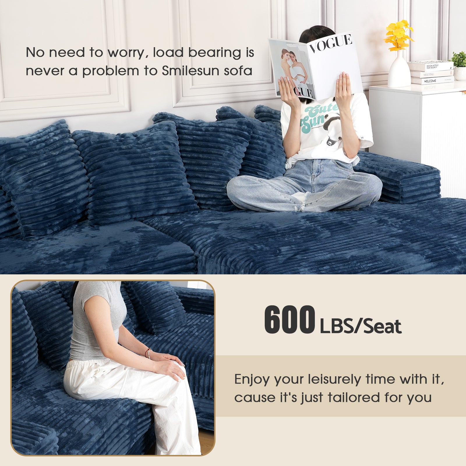 Advwin Oversized L Shaped Sofa With Chaise