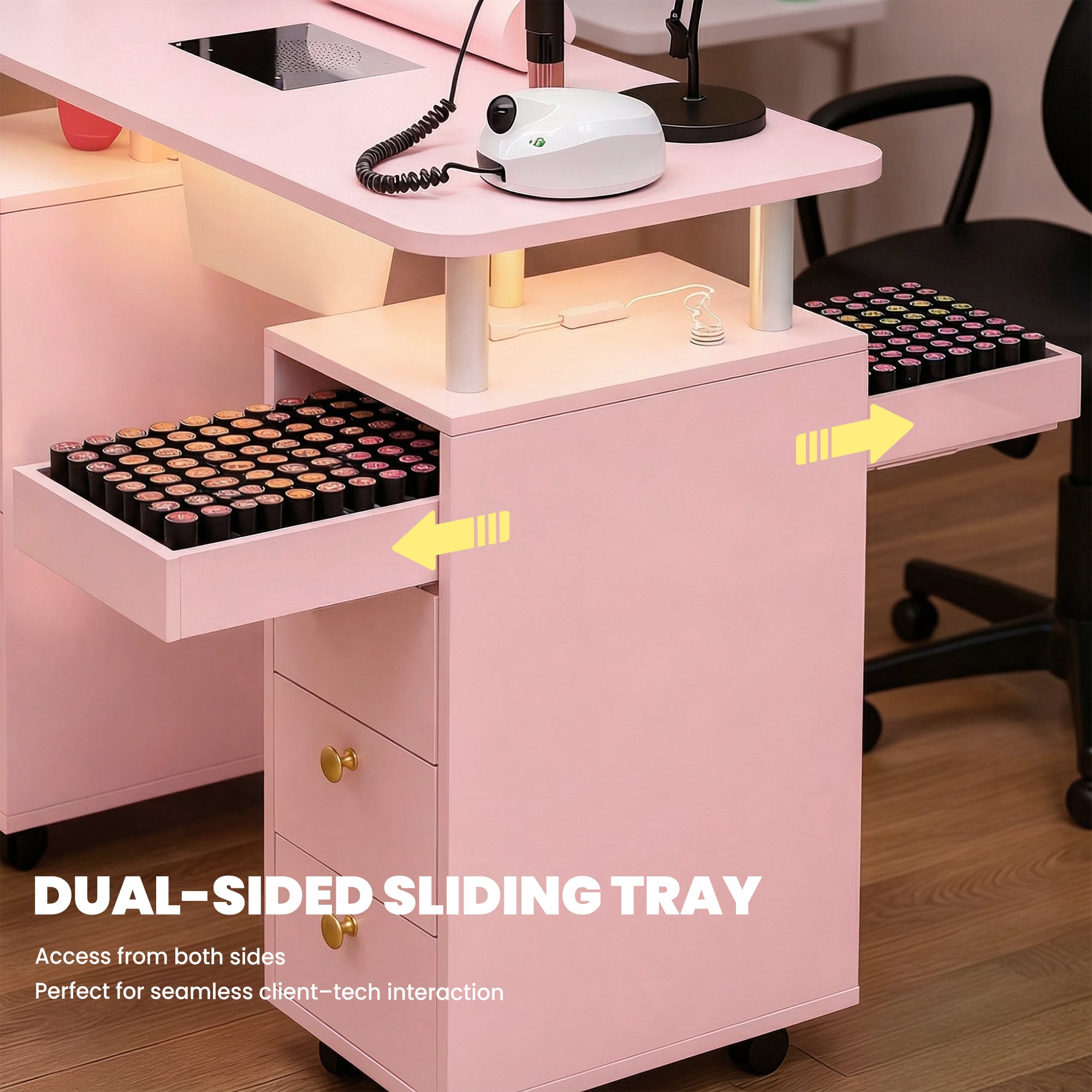 Advwin Nail Desk & Storage Stool Set for Nail Tech