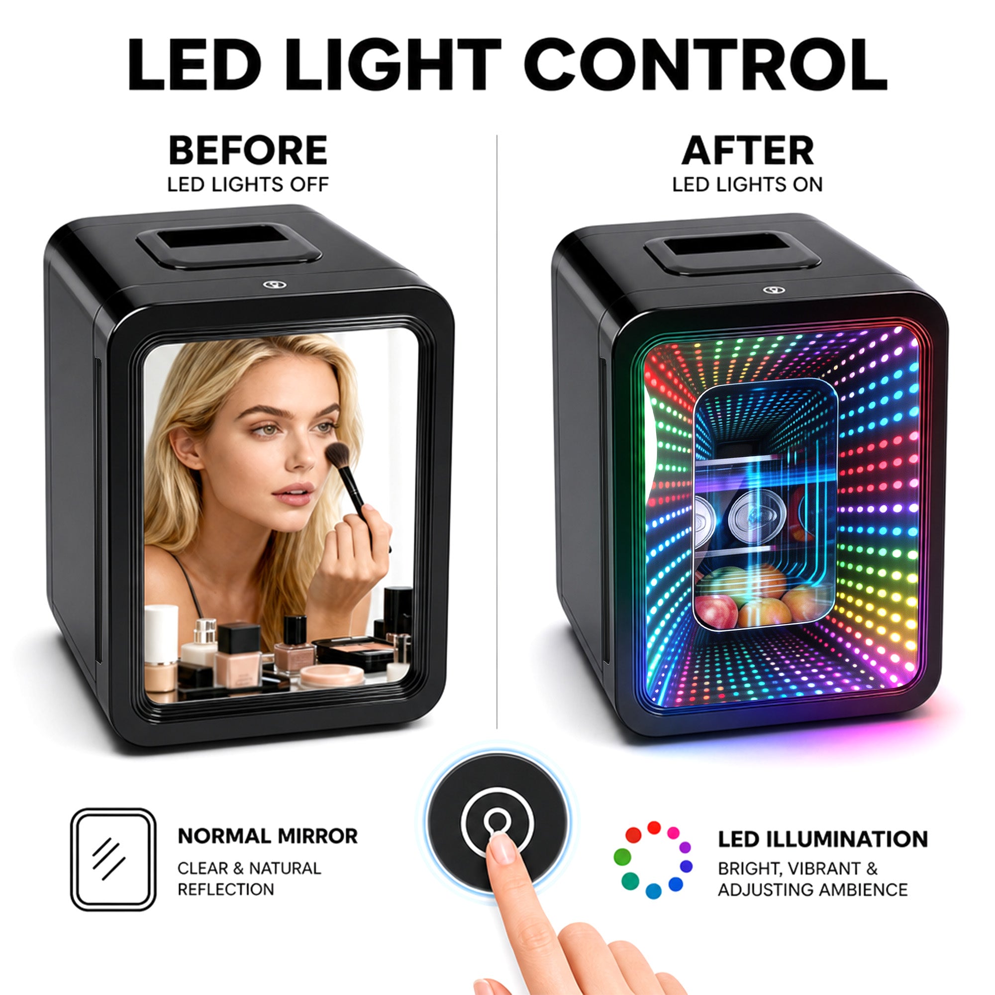 Advwin Mini Fridge with Dimmable Gaming Light
