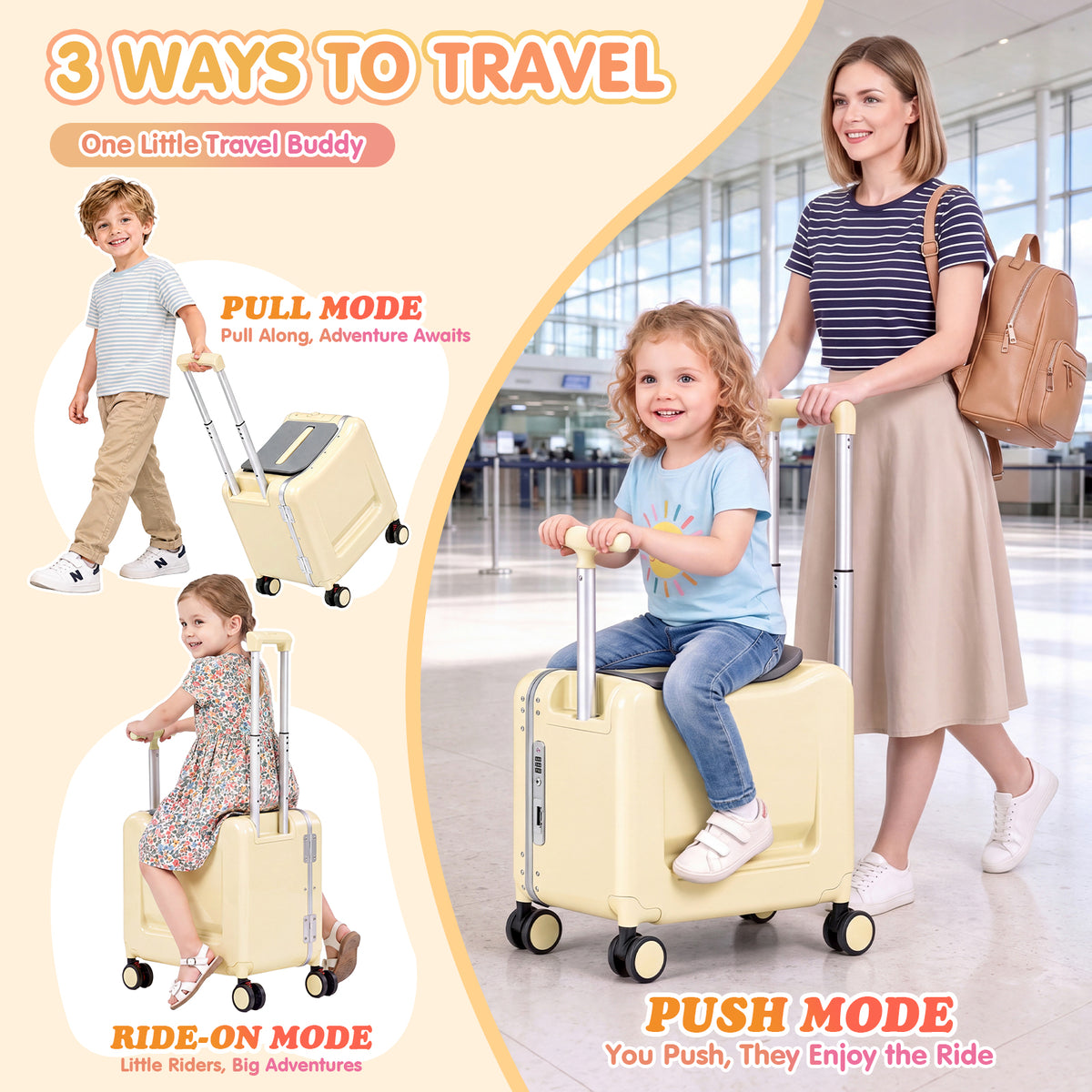 Advwin 20" Kids Ride-On Suitcase w/ Dual Handles