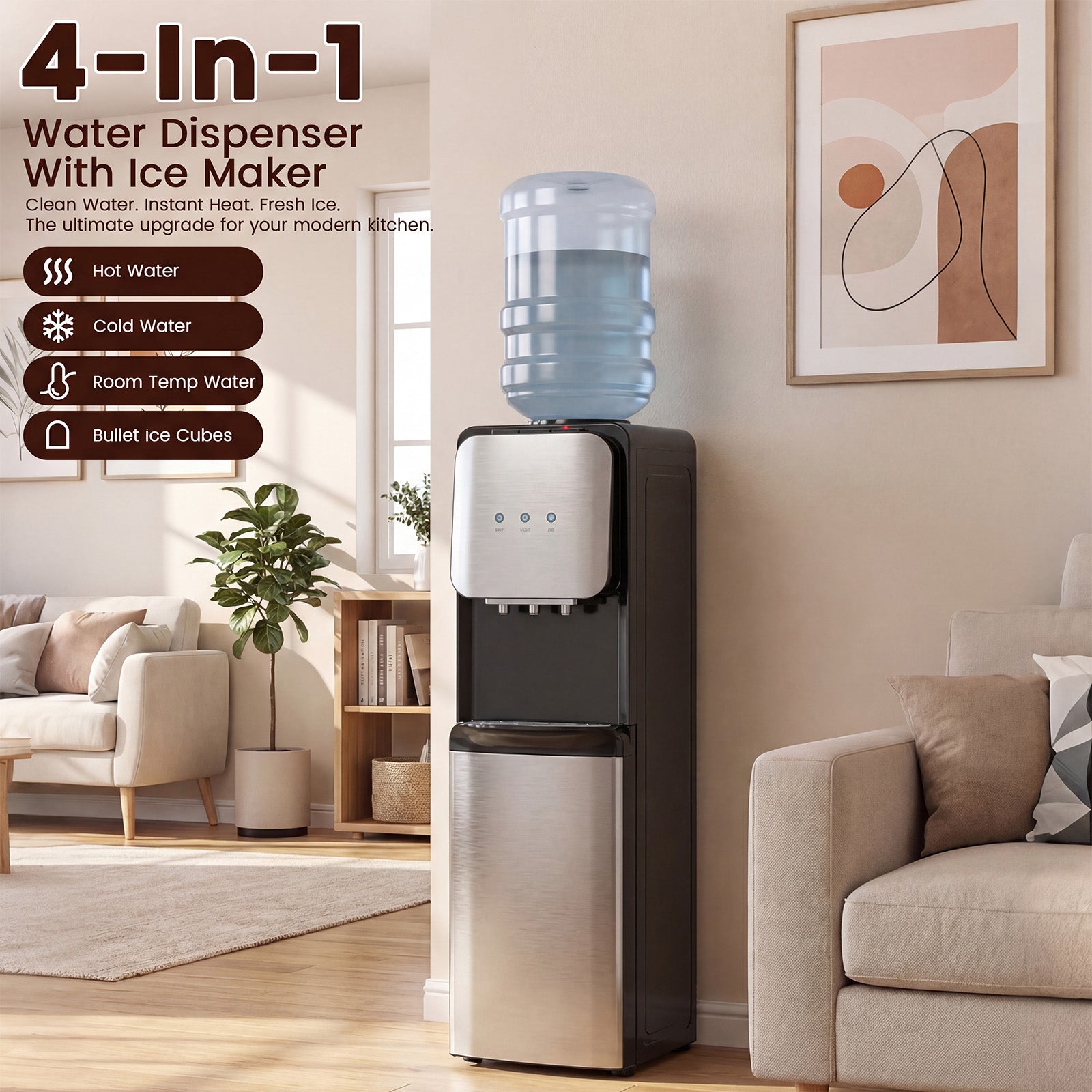 Advwin 3-in-1 Hot & Cold Water Dispenser w/ Ice Maker