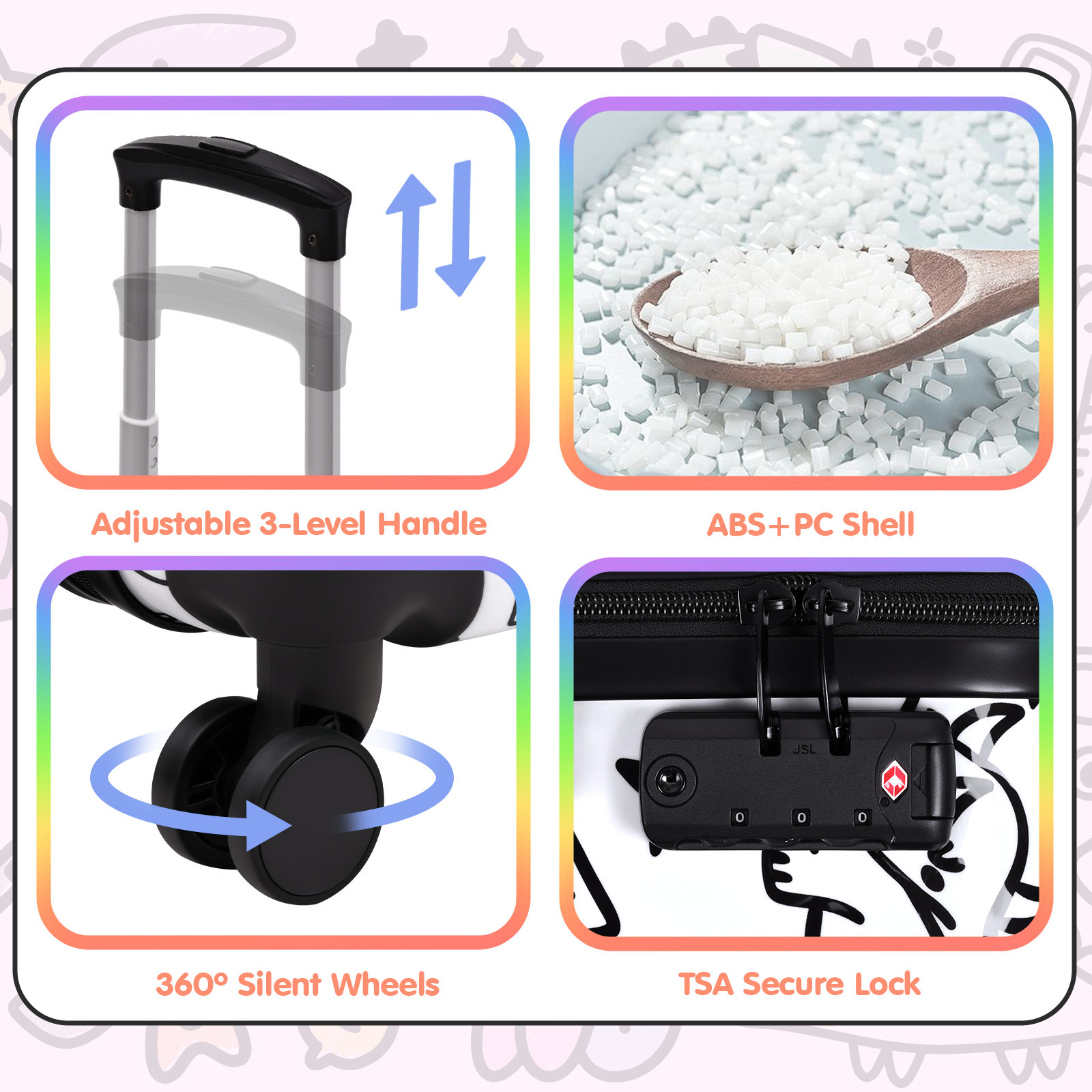 Advwin 20” Kids Graffiti Luggage Set with DIY Coloring