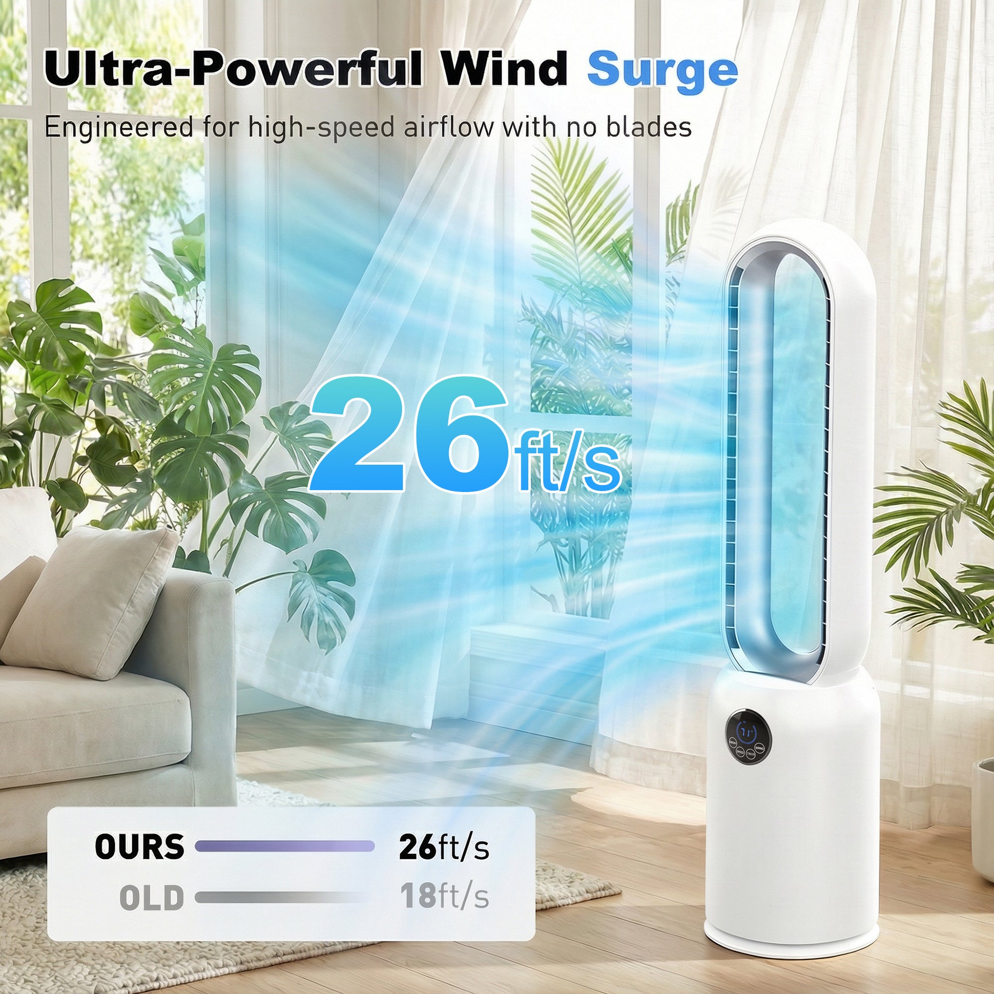 Advwin Upgrated Portable Bladeless Tower Fan