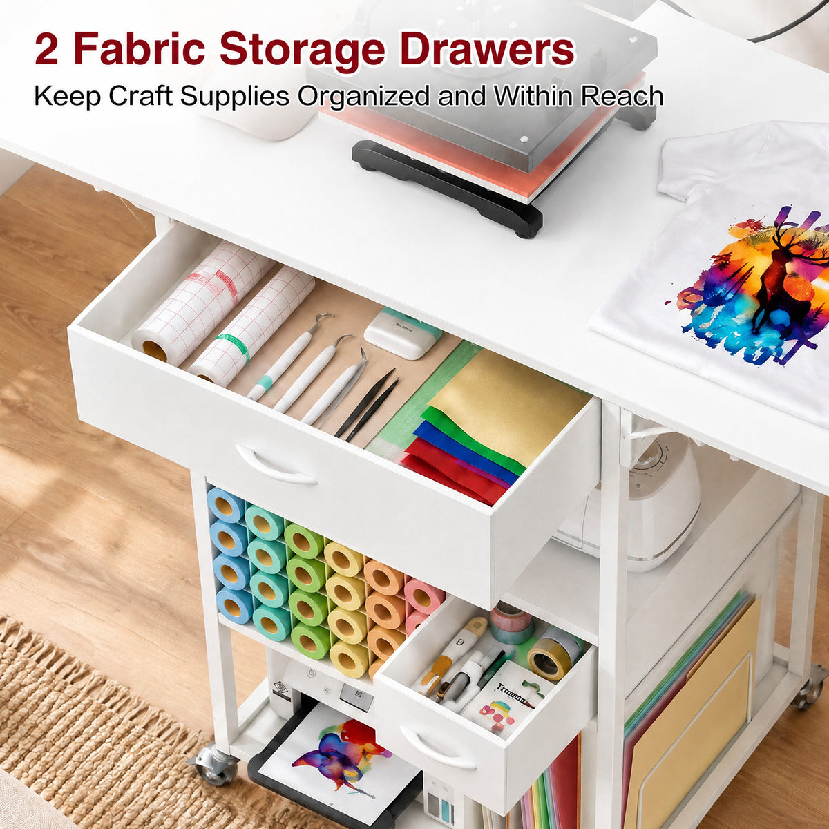 Advwin Foldable Heat Press Table w/ Built-in Power Outlet