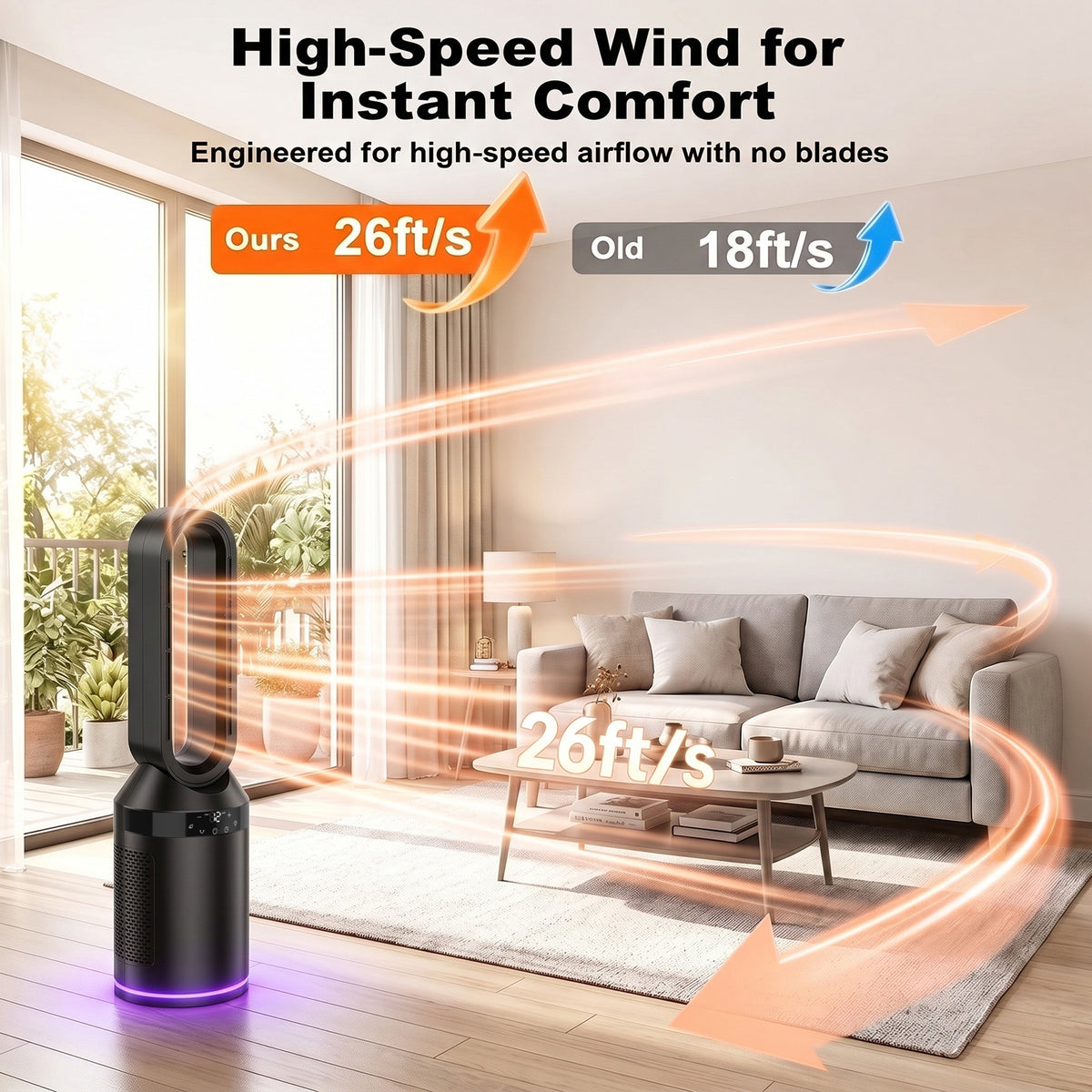 Advwin 32” Bladeless Tower Fan and Heater Combo