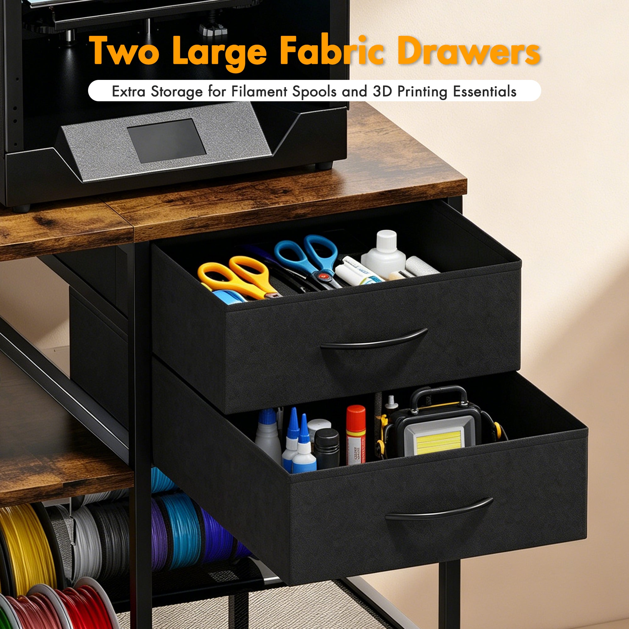 Advwin 3D Printer Stand with Rolling Filament Drawer