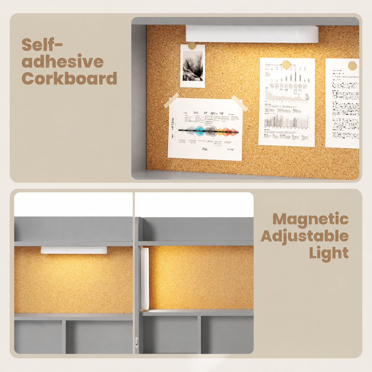 Advwin Wide Wall Mounted Foldable Desk with Cabinet