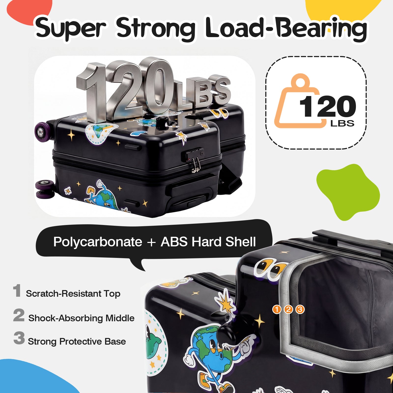 Advwin 20" Cute Pattern Ride-On Suitcase