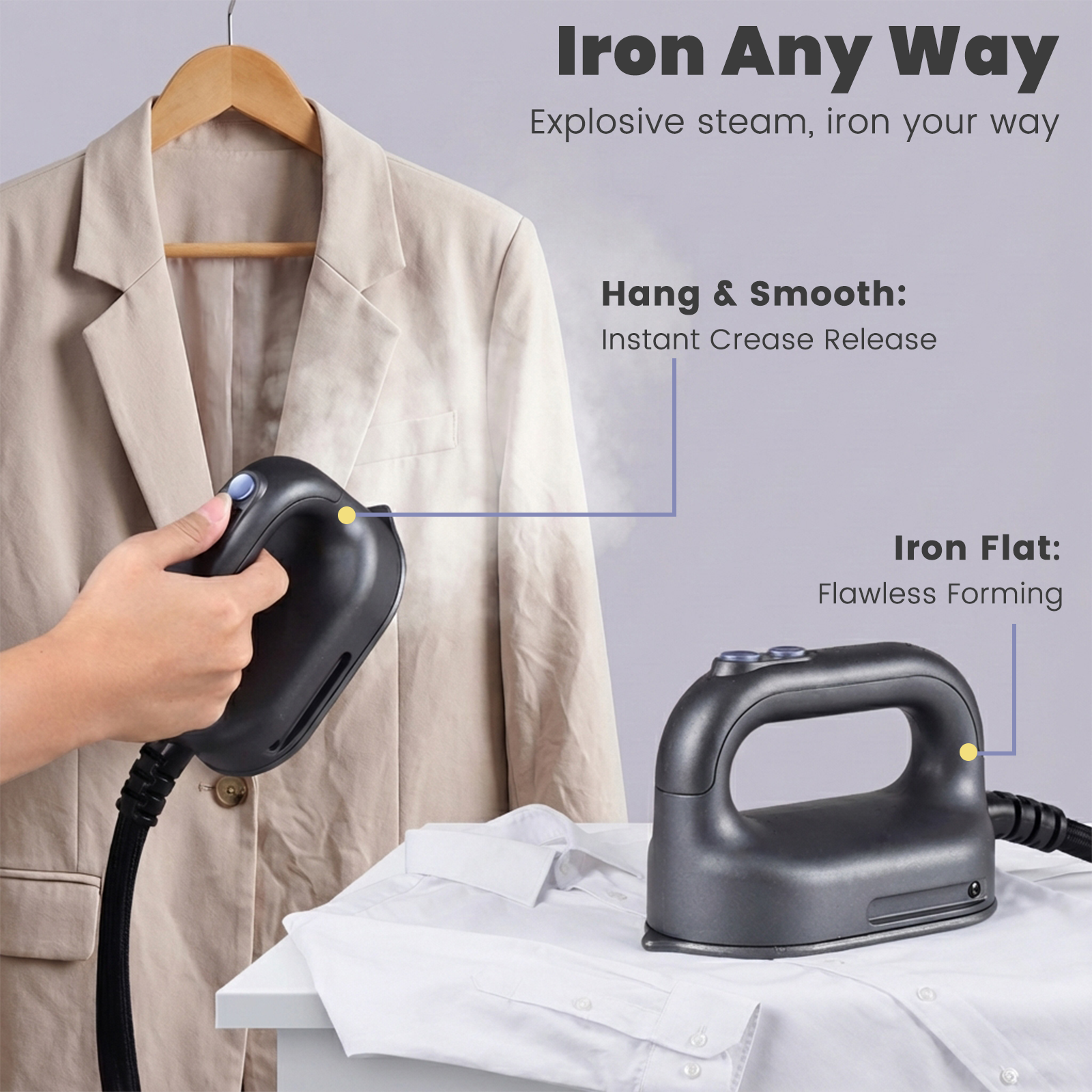 Advwin 2200W Dual Heating Steam Iron for Clothes