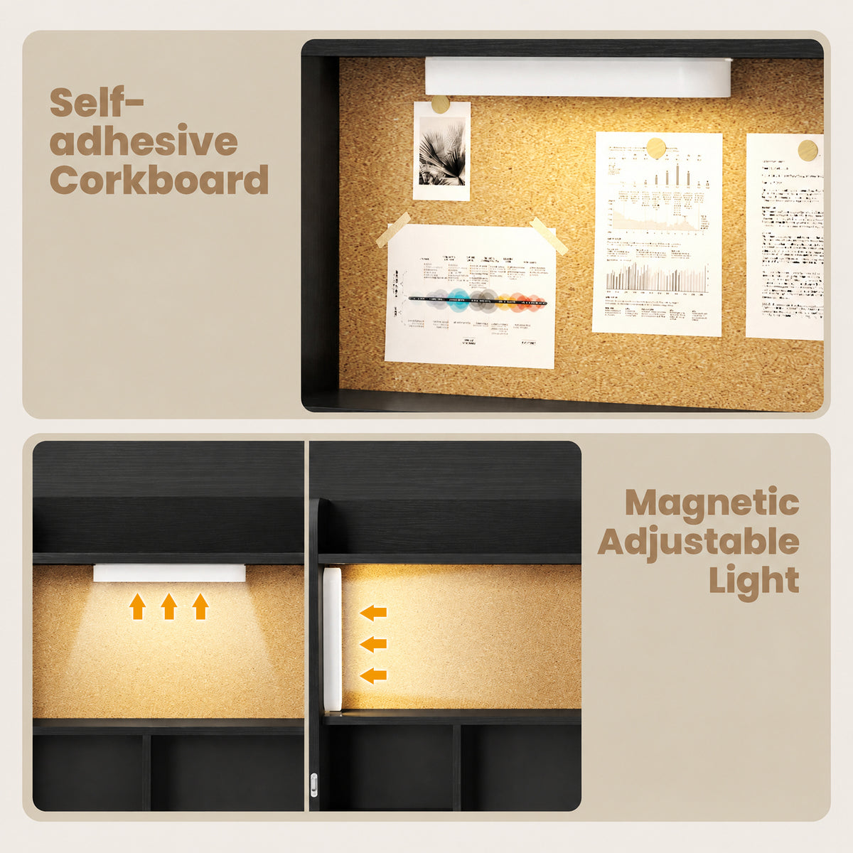 Advwin Wide Wall Mounted Foldable Desk with Cabinet
