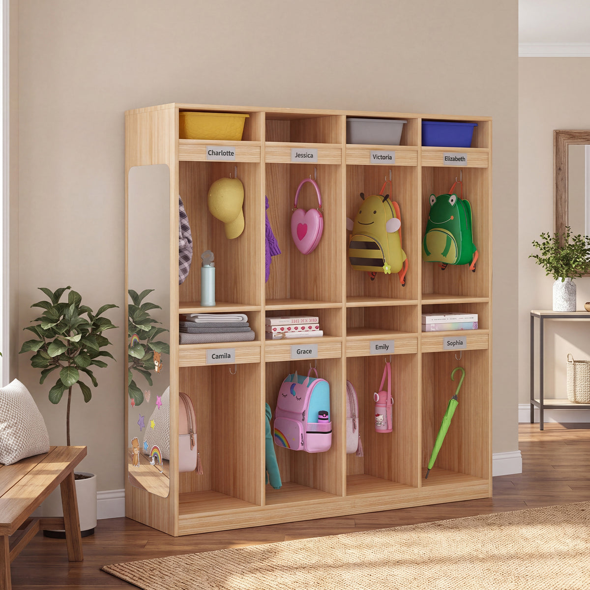 Advwin 8-Section Classroom Coat Locker w/ 8 Cubbies