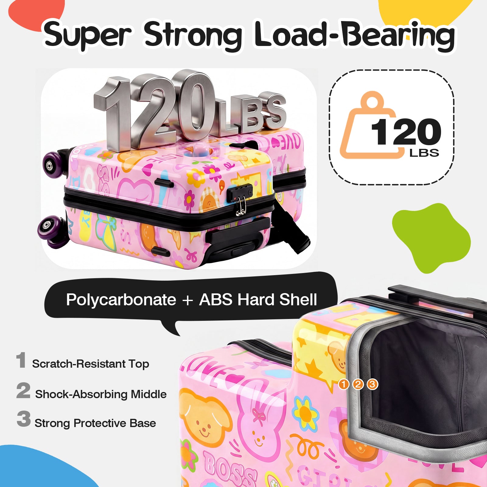 Advwin 20" Cute Pattern Ride-On Suitcase