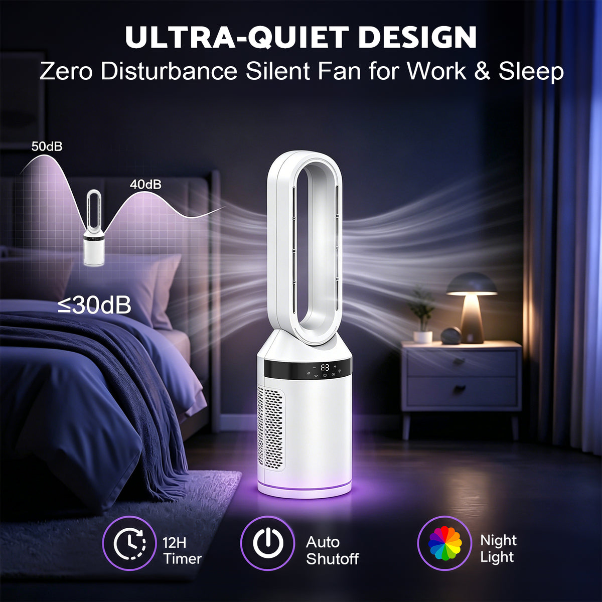 Advwin 32” Bladeless Tower Fan and Heater Combo