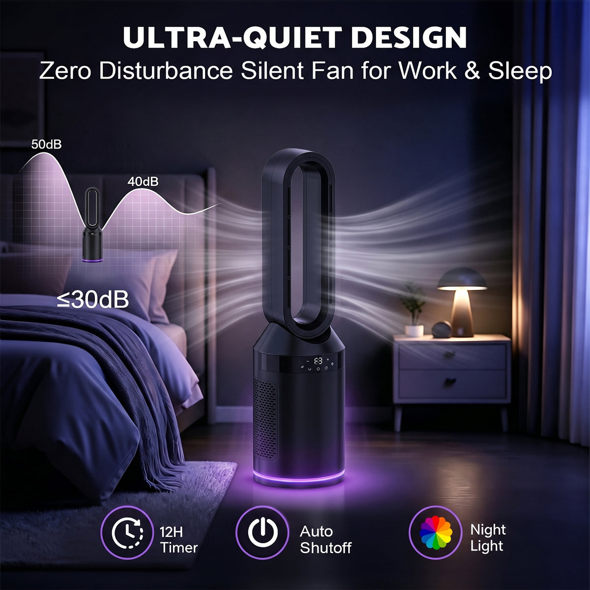Advwin 32” Bladeless Tower Fan and Heater Combo