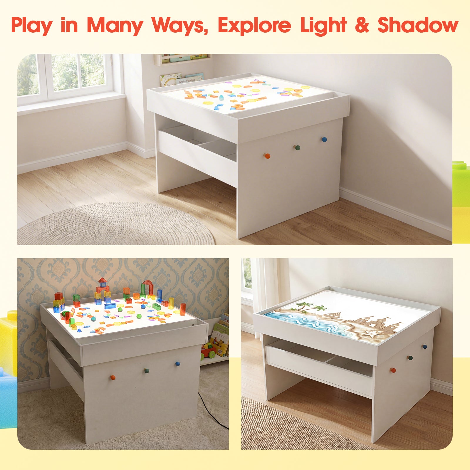 Advwin LED Sensory Activity Table with Storage