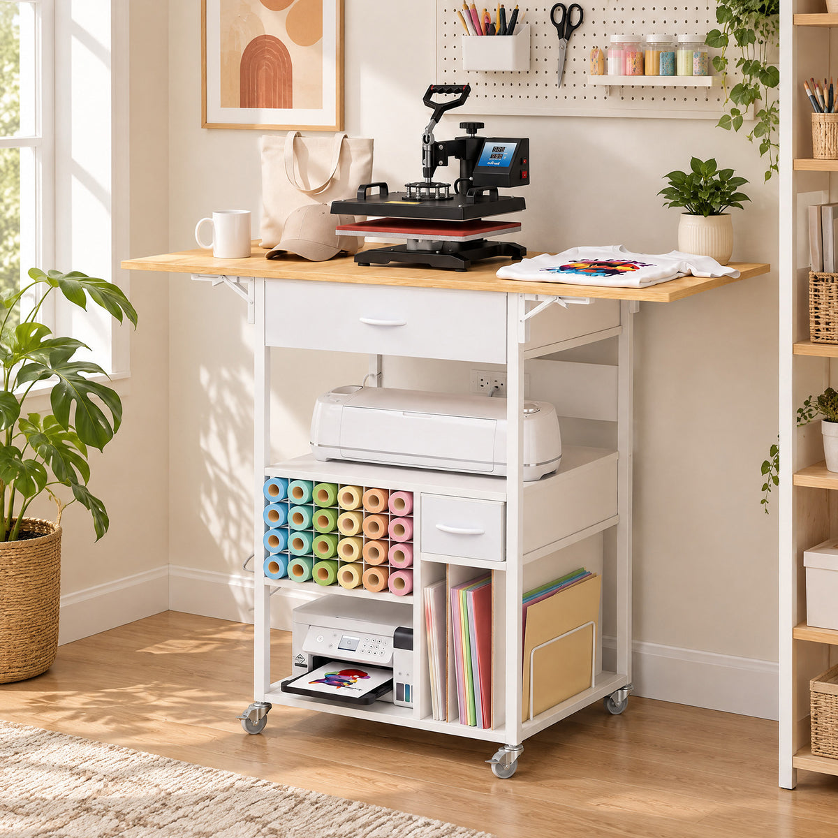 Advwin Foldable Heat Press Table w/ Built-in Power Outlet