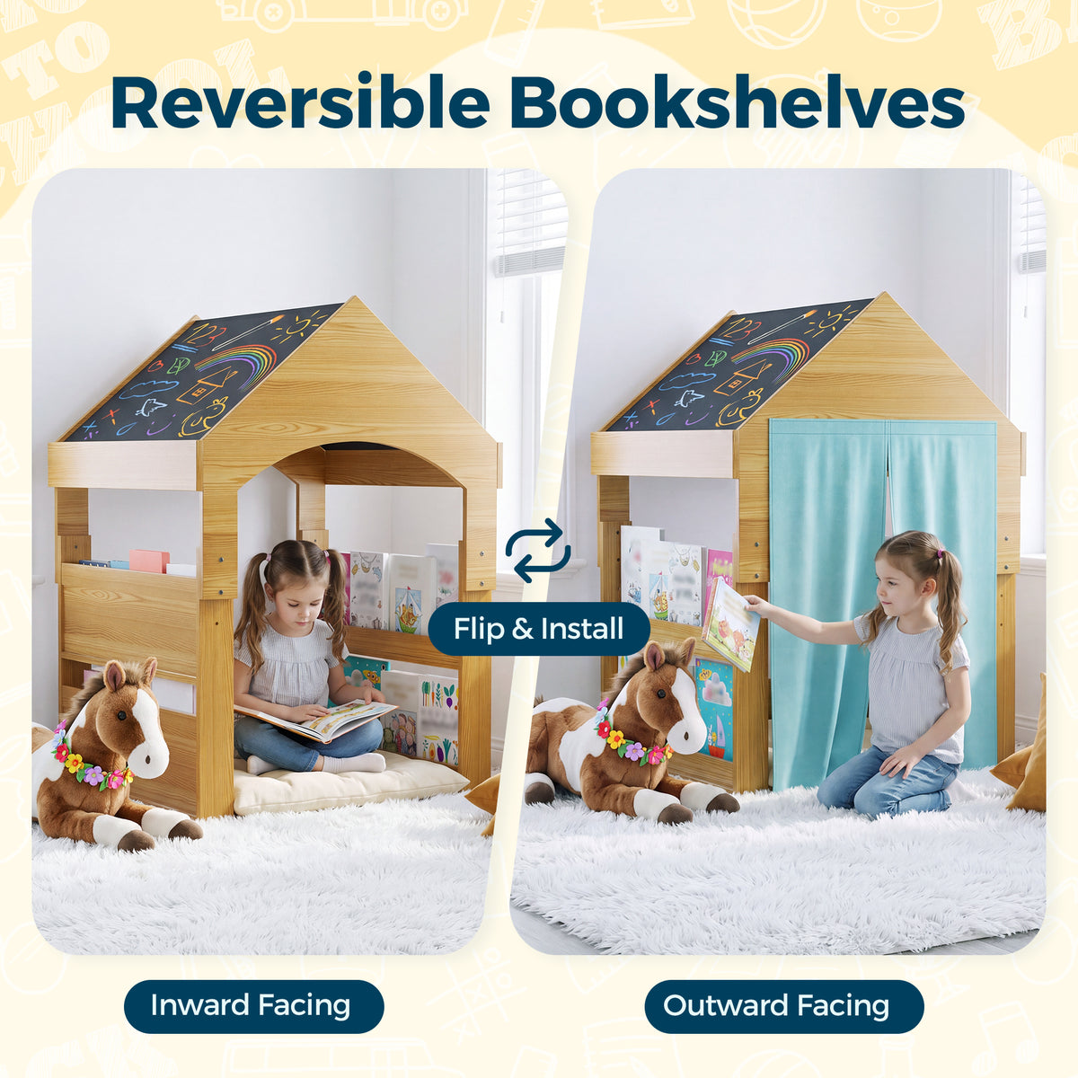 Advwin Montessori Adjustable Wooden Playhouse